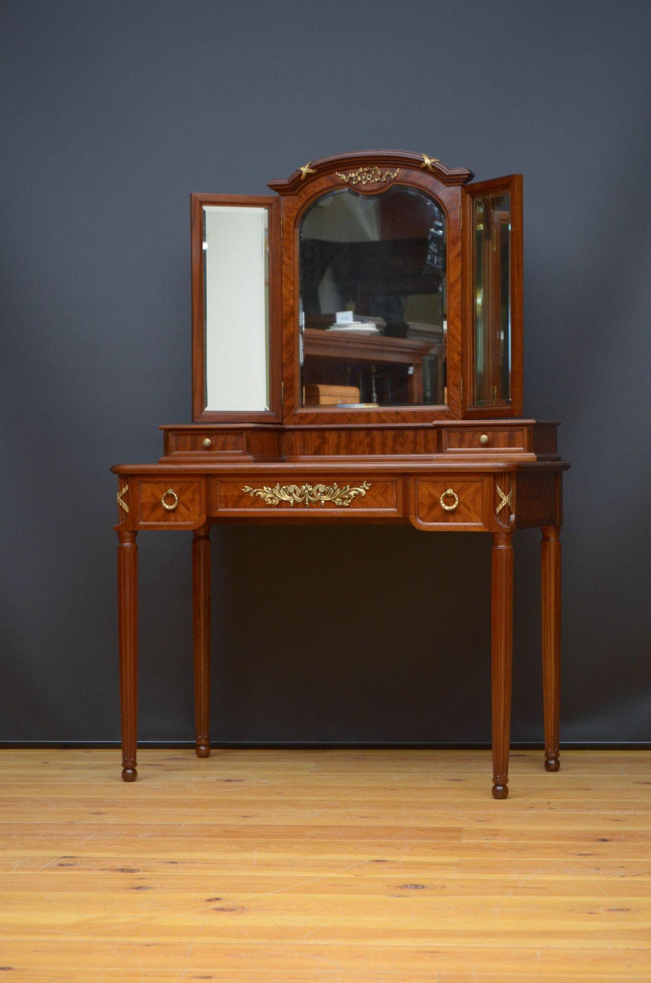French Antique Mahogany Dressing Table For Sale