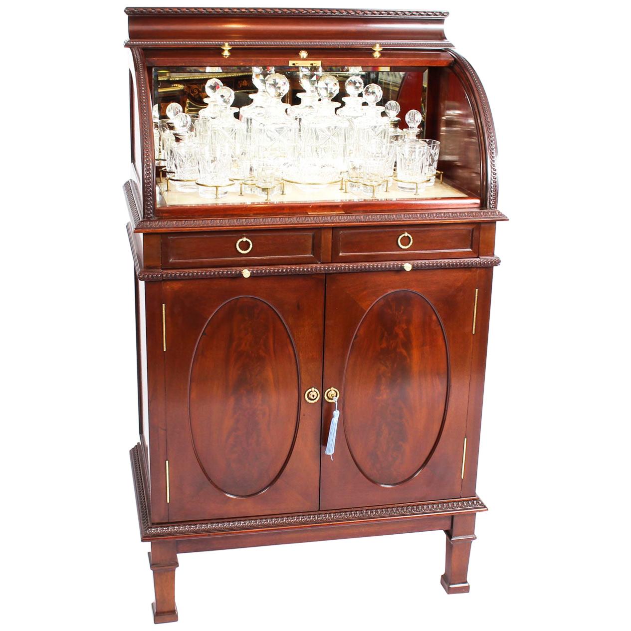 Antique Mahogany Drinks Cocktail Cabinet Dry Bar, 19th Century
