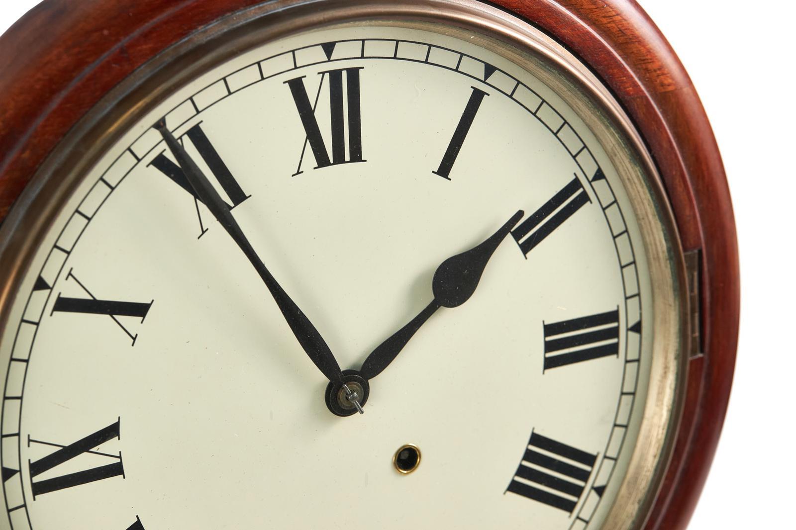 Antique Mahogany Drop Dial Wall Clock For Sale 1