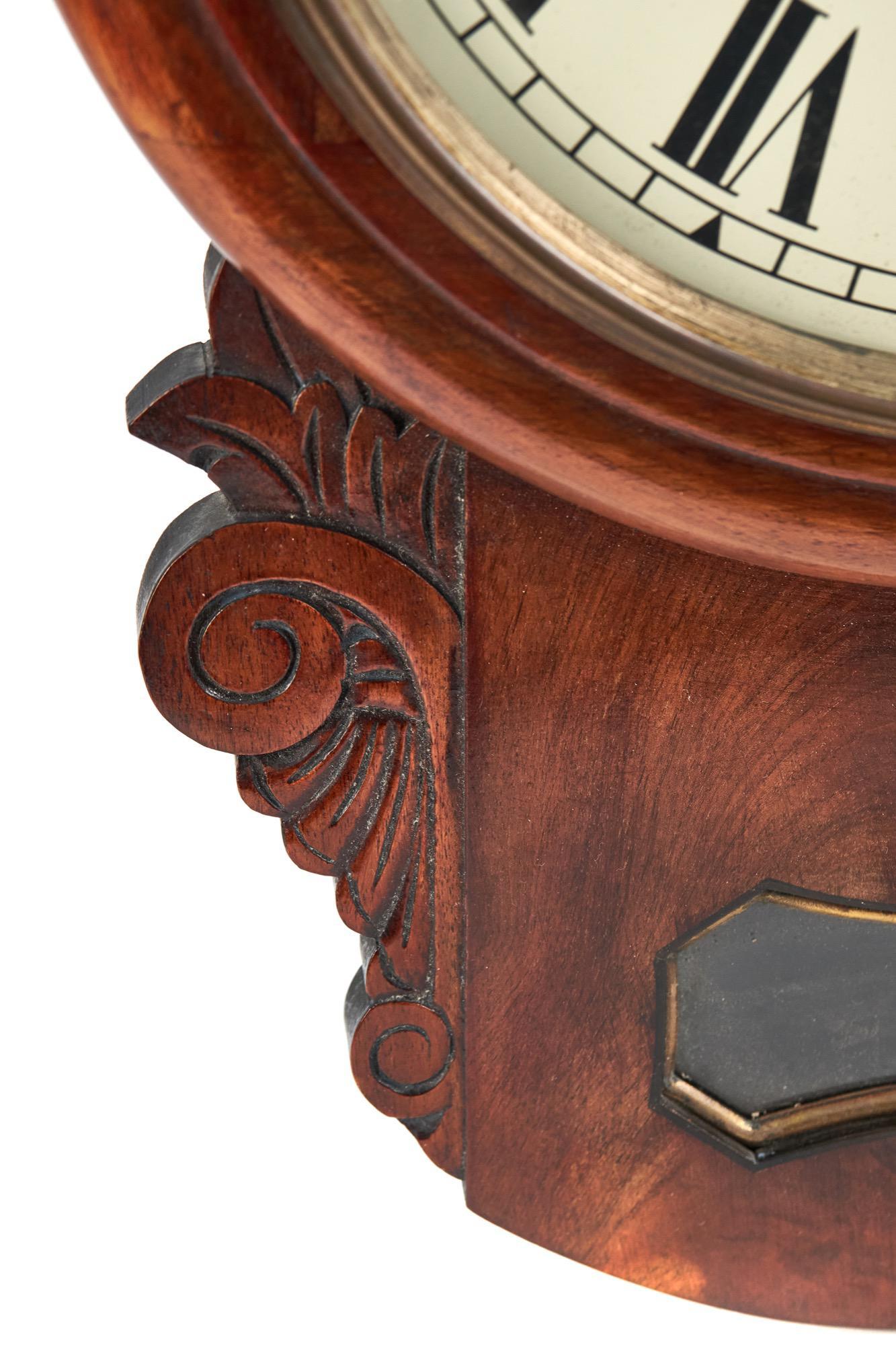 Antique Mahogany Drop Dial Wall Clock For Sale 2