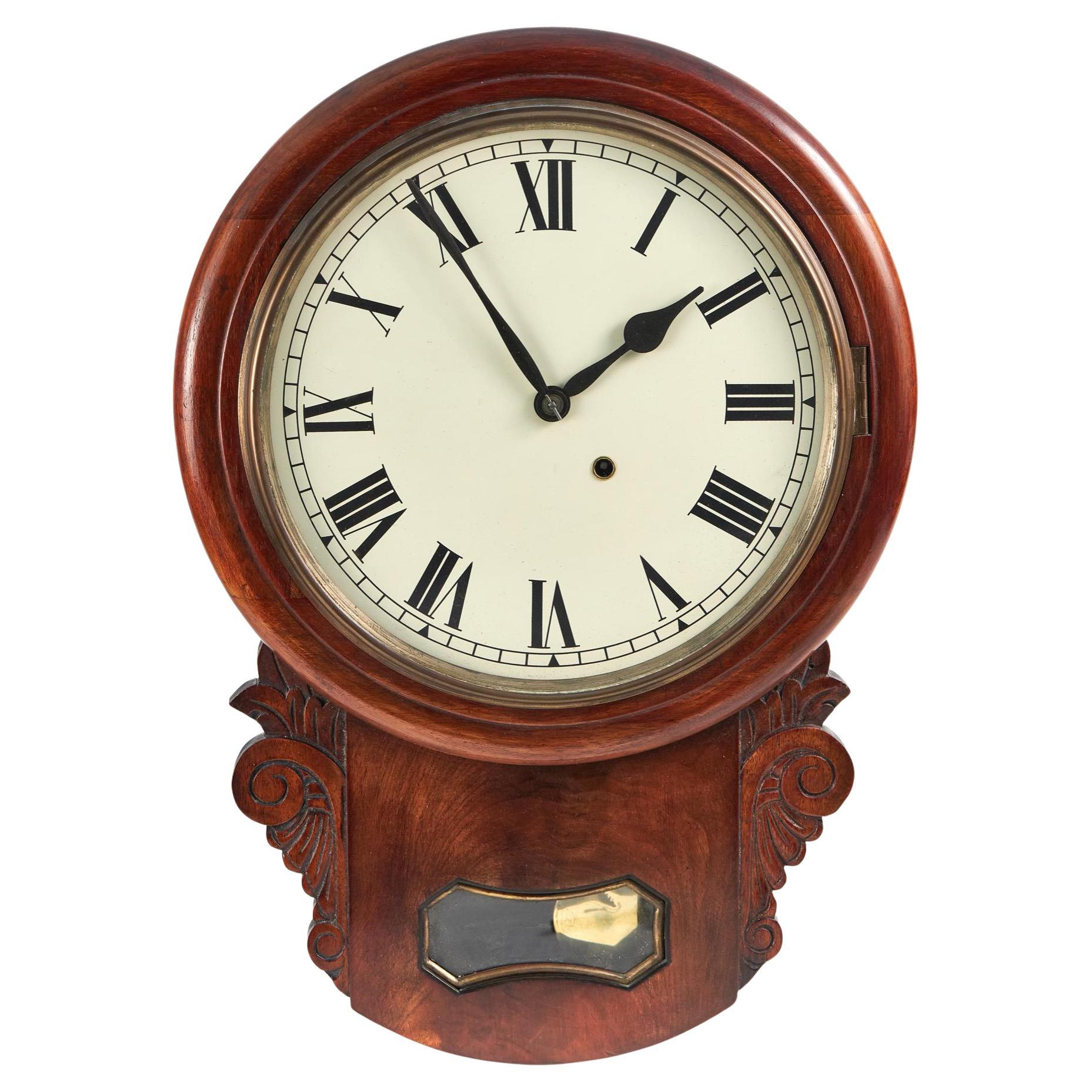 Antiguo Reloj de Pared de Caoba con Esfera Caída