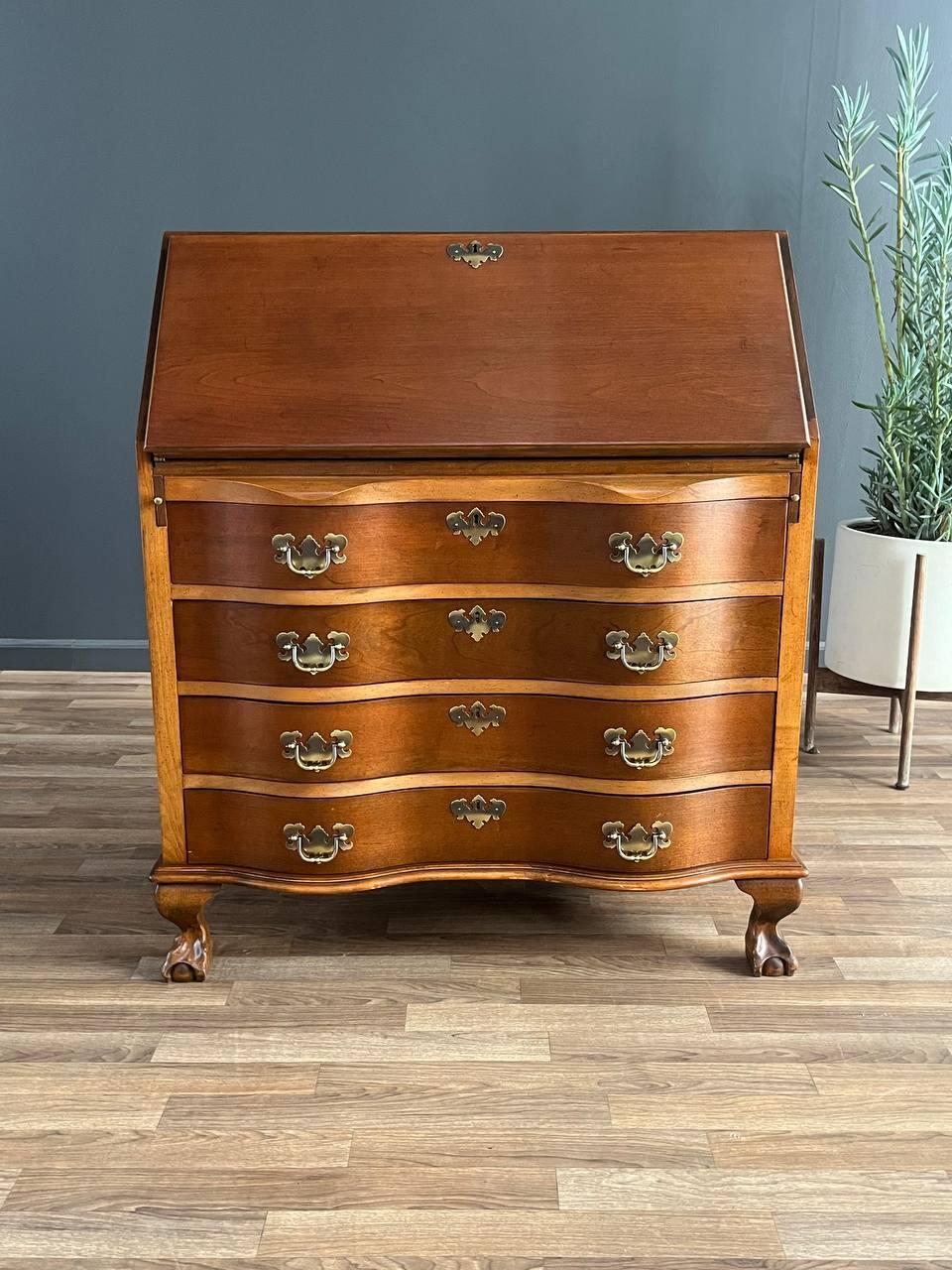 Chippendale Antique Mahogany Drop-Down Desk with Claw Feet