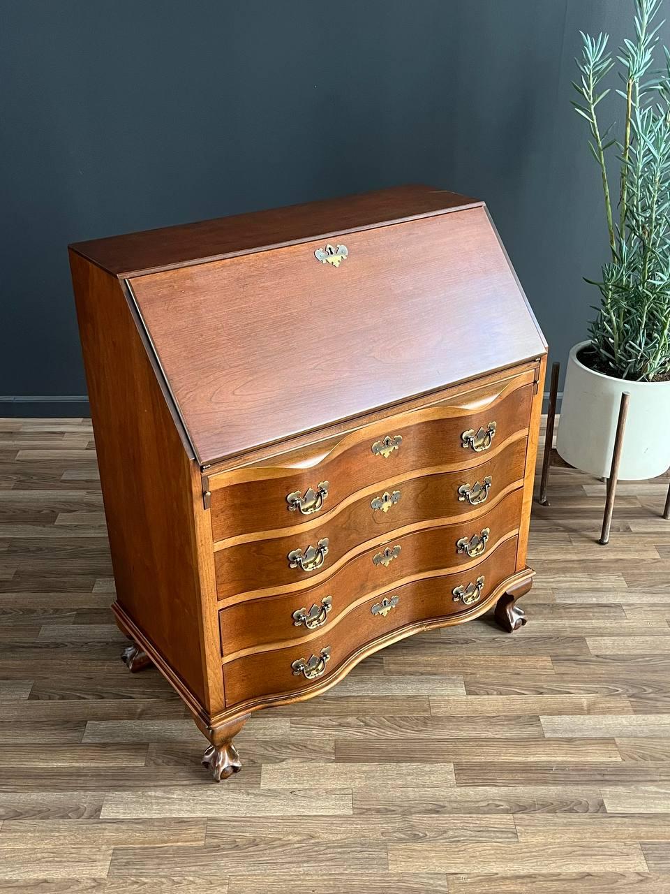 American Antique Mahogany Drop-Down Desk with Claw Feet