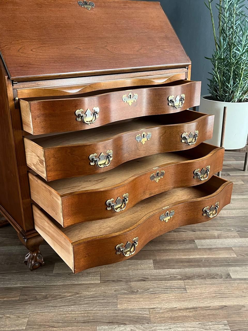 Mid-20th Century Antique Mahogany Drop-Down Desk with Claw Feet