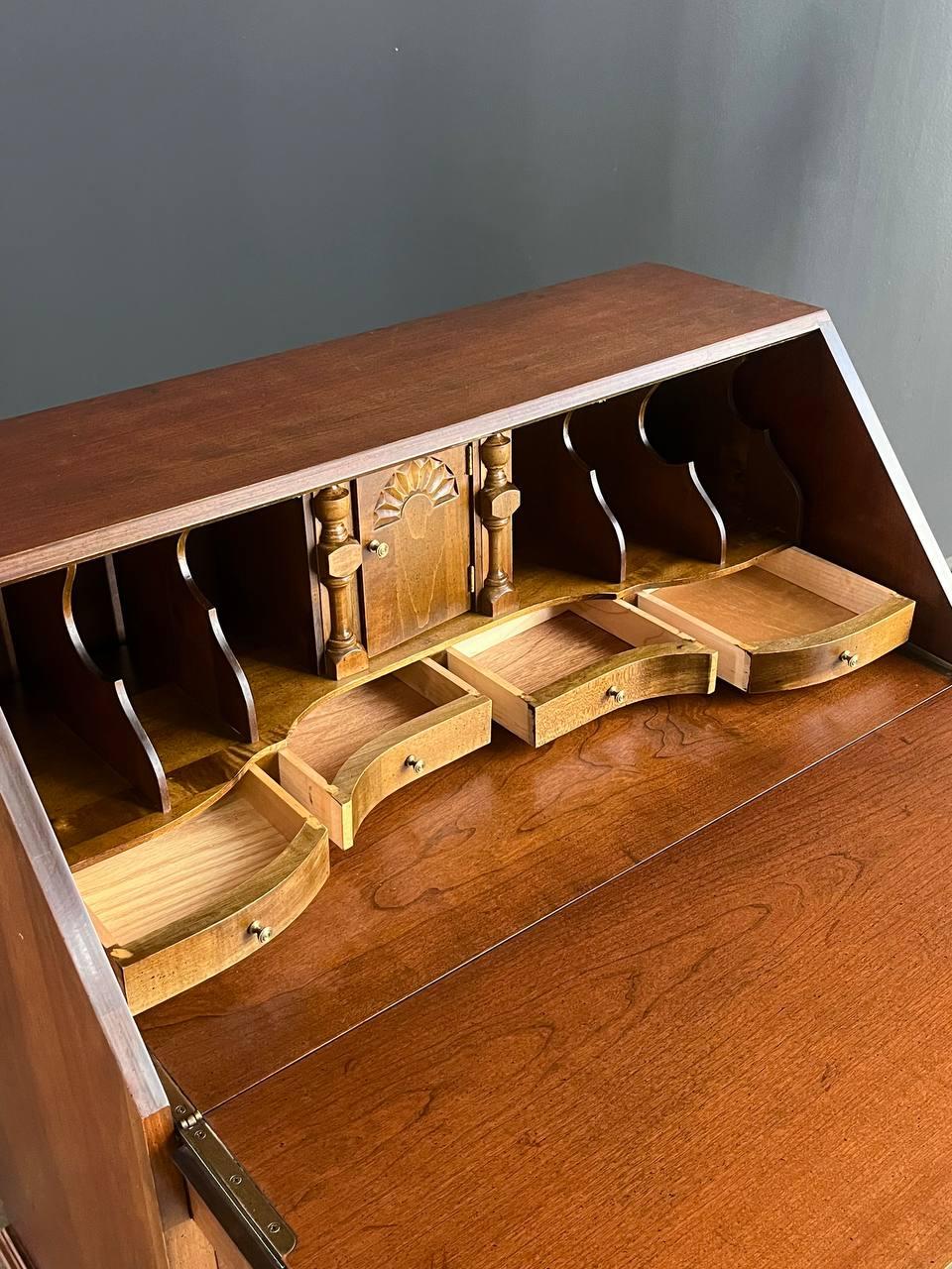 Brass Antique Mahogany Drop-Down Desk with Claw Feet