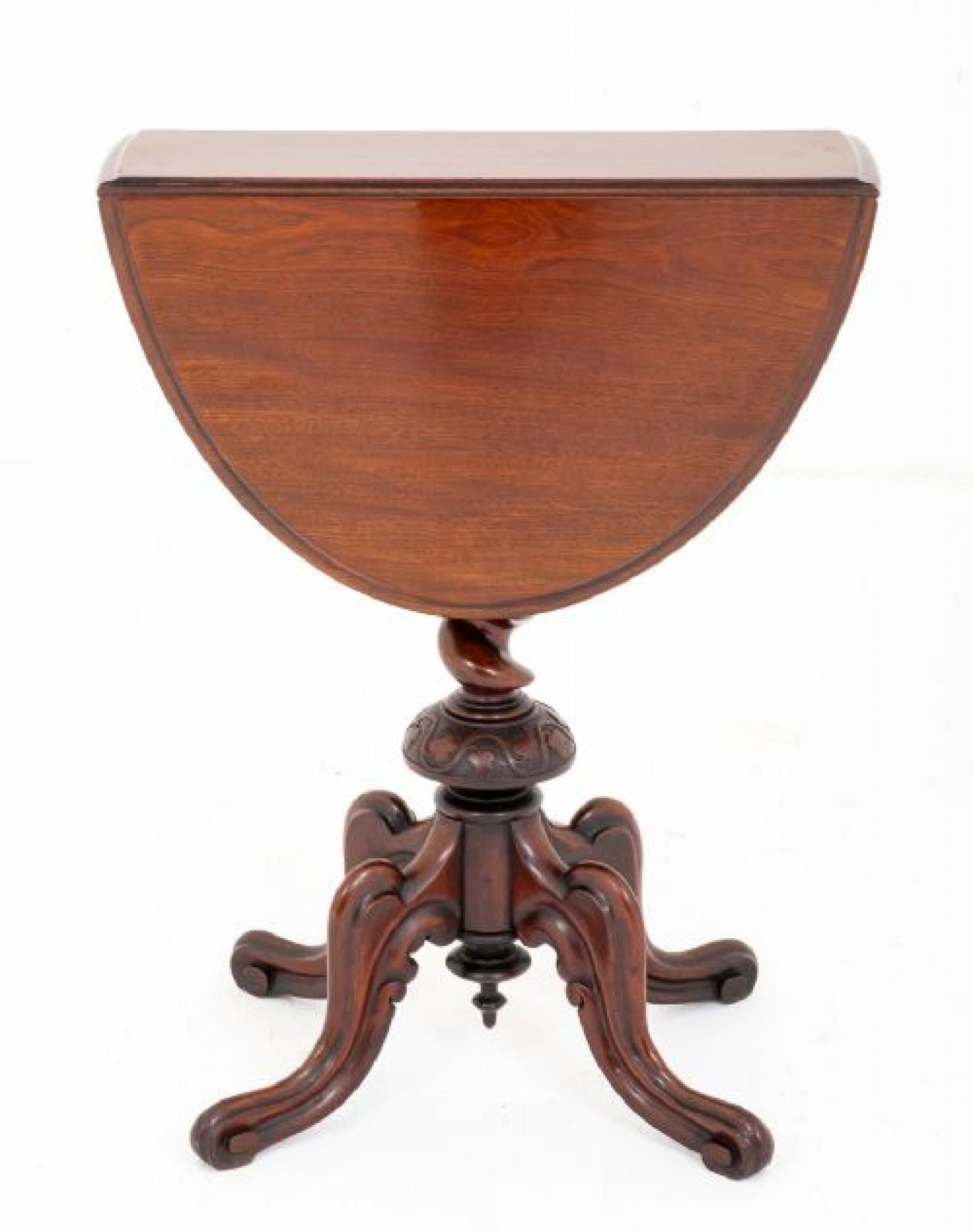 Table ancienne à abattant en acajou 1860 en vente 2