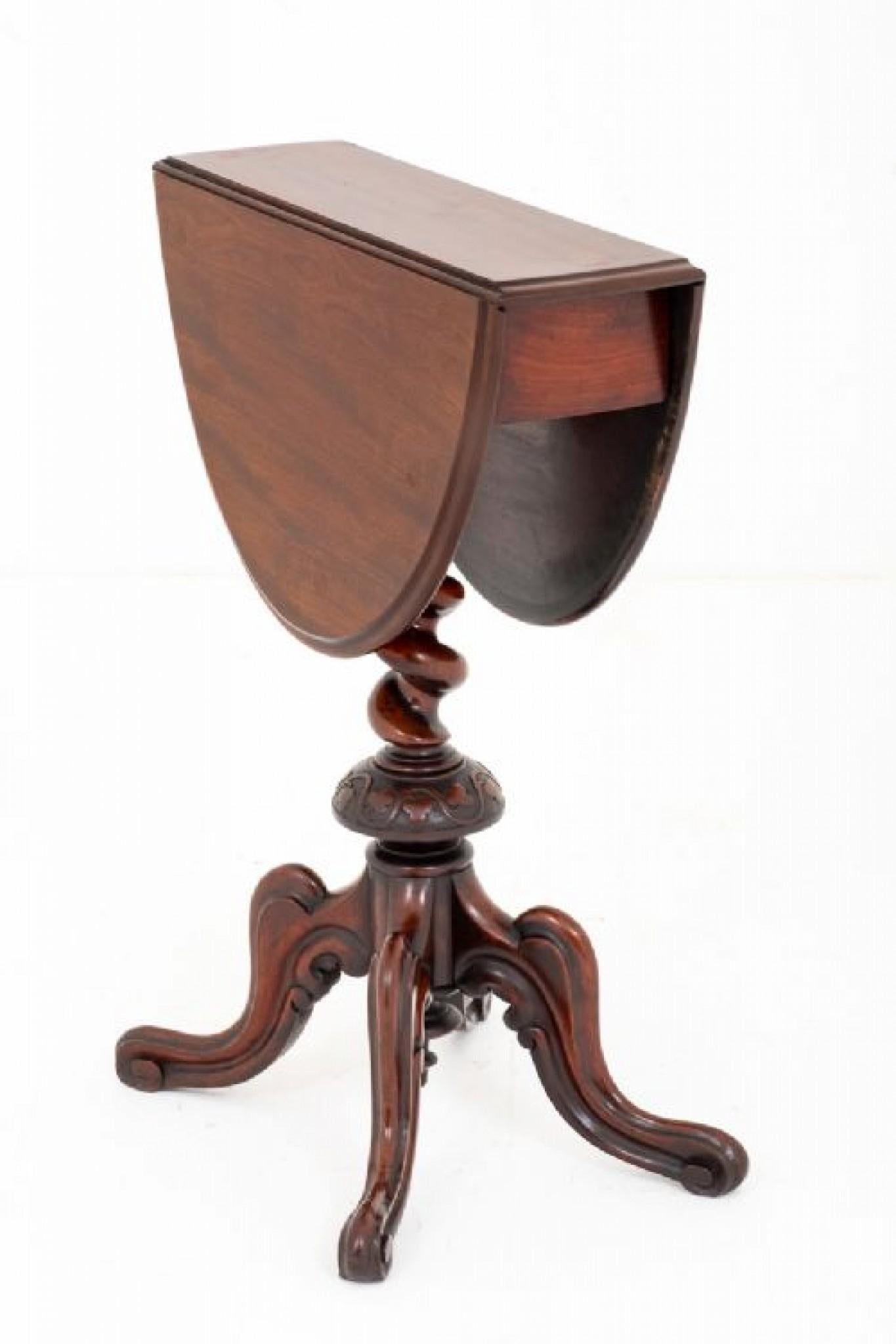 Table ancienne à abattant en acajou 1860 en vente 4