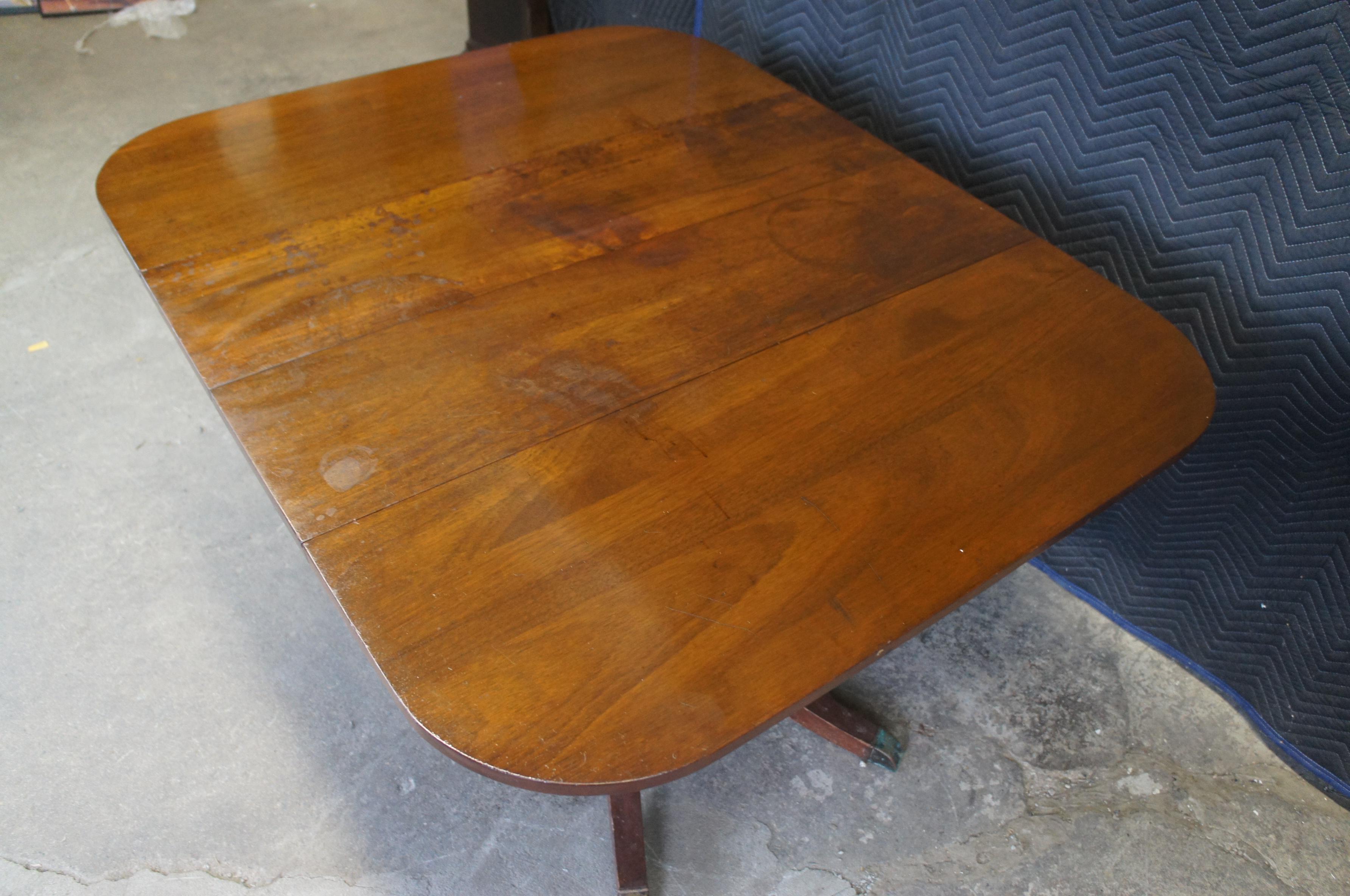 Antique Mahogany Duncan Phyfe Drop Leaf Game Tea Dining Console Table For Sale 7