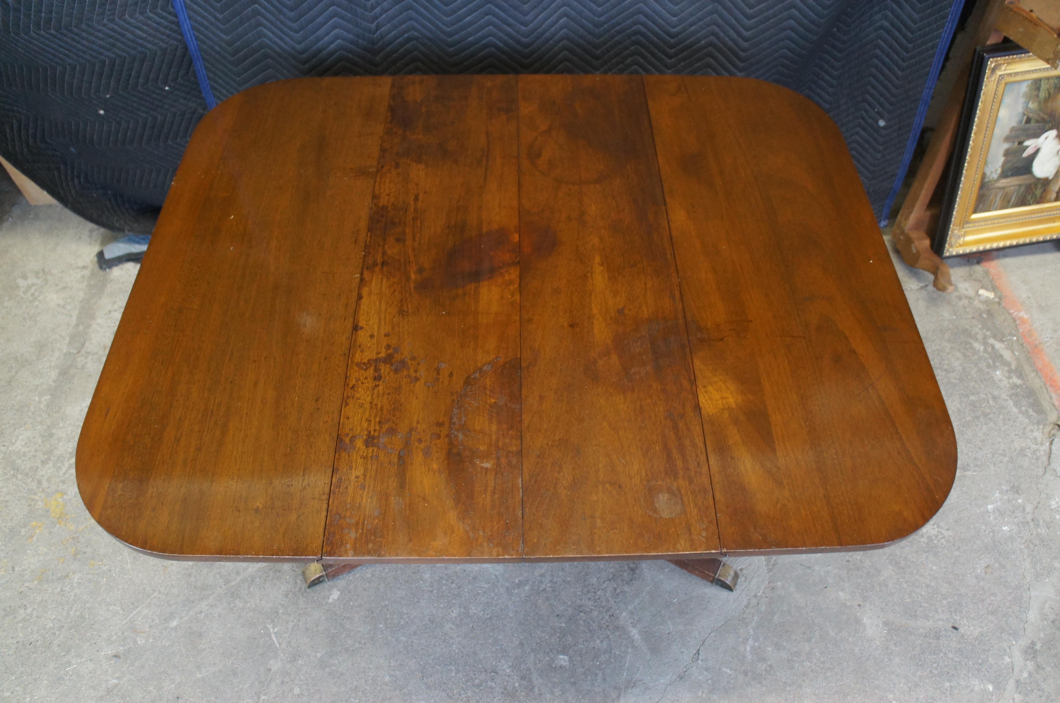 Antique Mahogany Duncan Phyfe Drop Leaf Game Tea Dining Console Table For Sale 2
