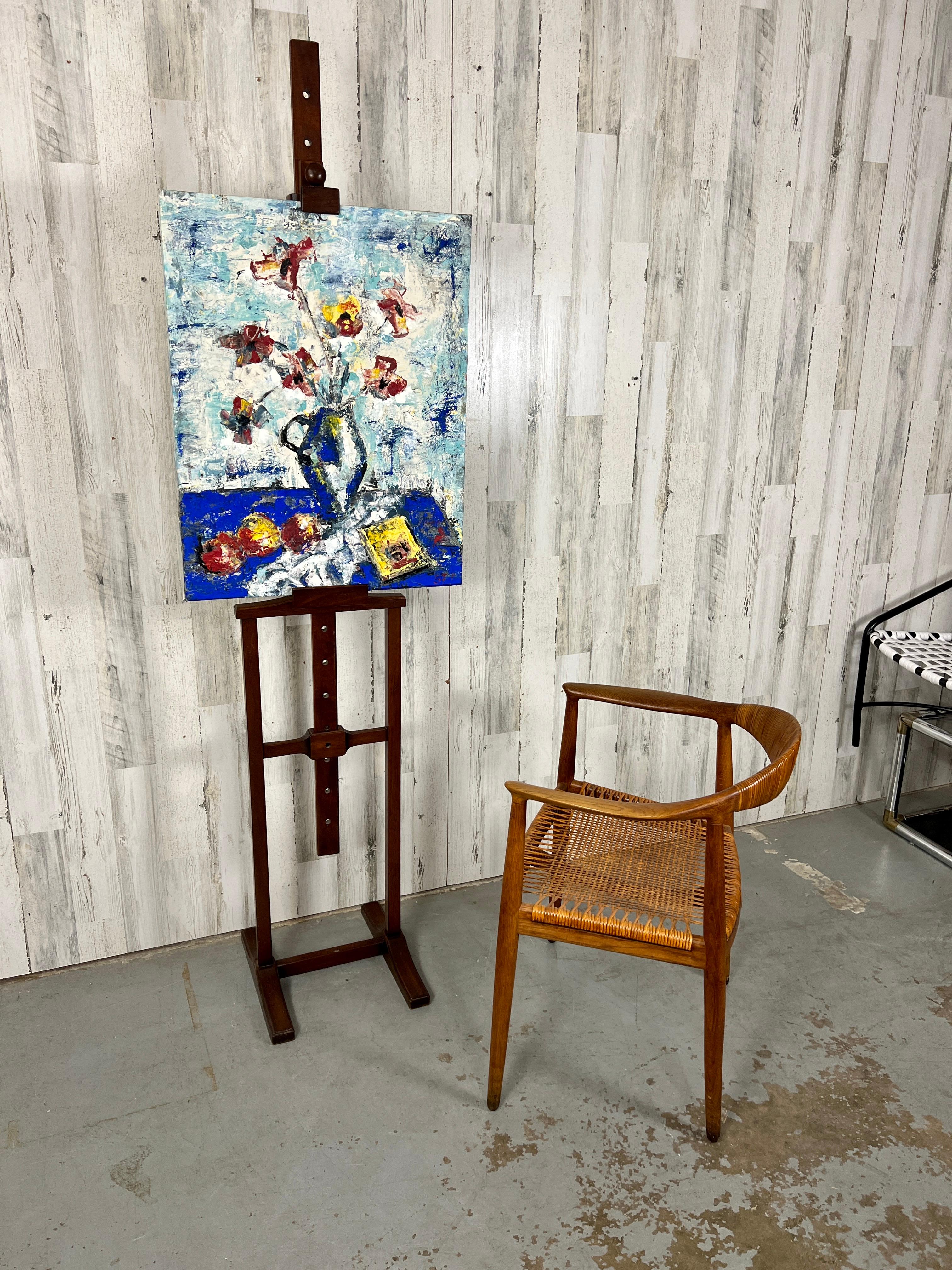 Solid mahogany easel great for display of any kind or art or decoration. Ajustable height for any size art.