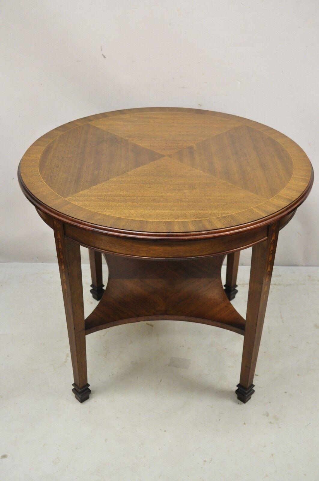Antique Mahogany Edwardian Bellflower Inlay Round Center Table For Sale 6
