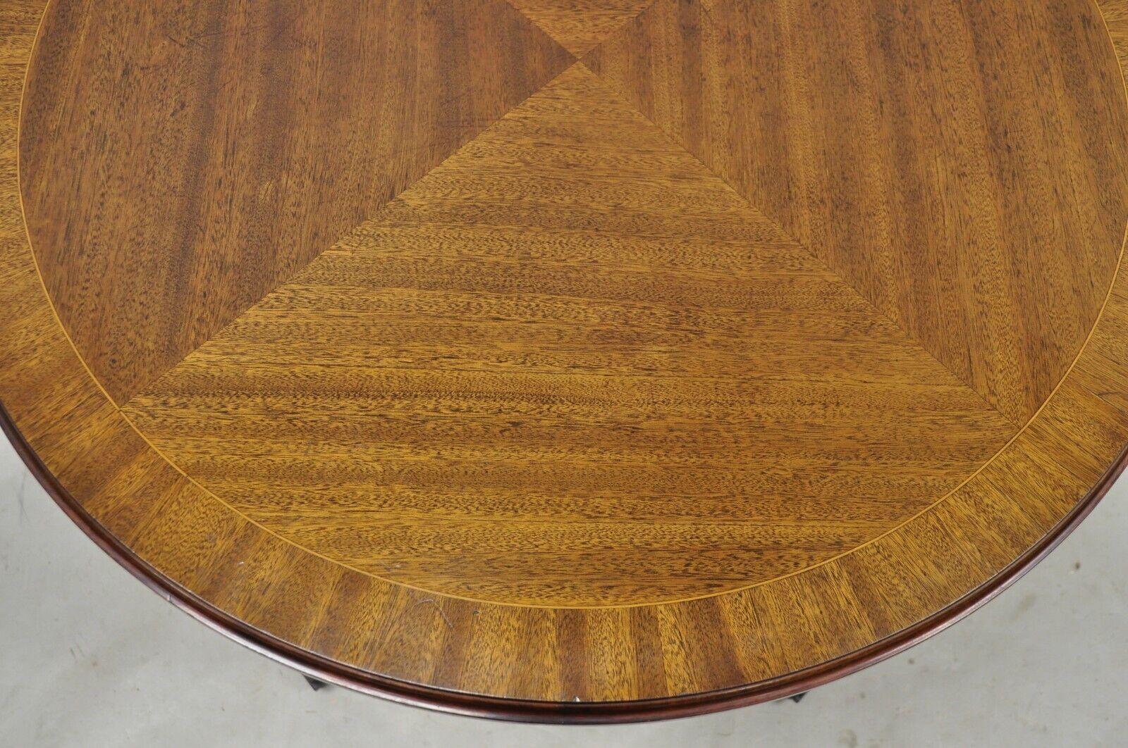 Antique Mahogany Edwardian Bellflower Inlay Round Center Table For Sale 8