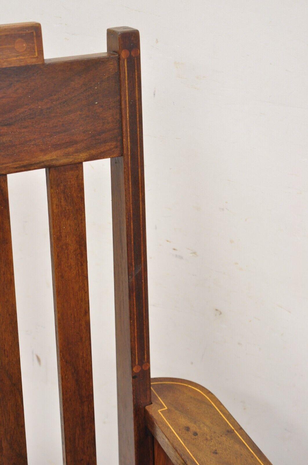 Ancienne chaise Morris édouardienne mécanique inclinable en acajou avec incrustation de crayon en vente 5
