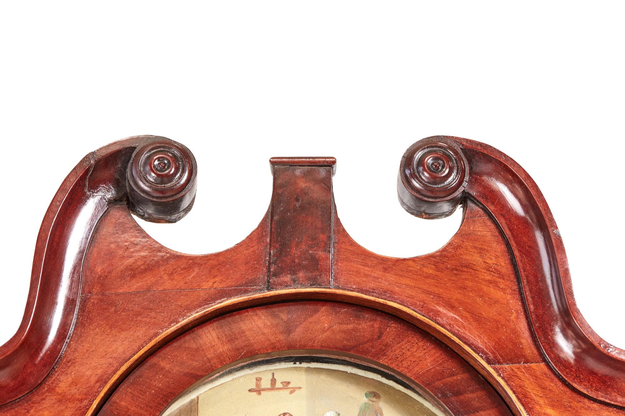 European Antique Mahogany Eight Day Longcase Clock For Sale