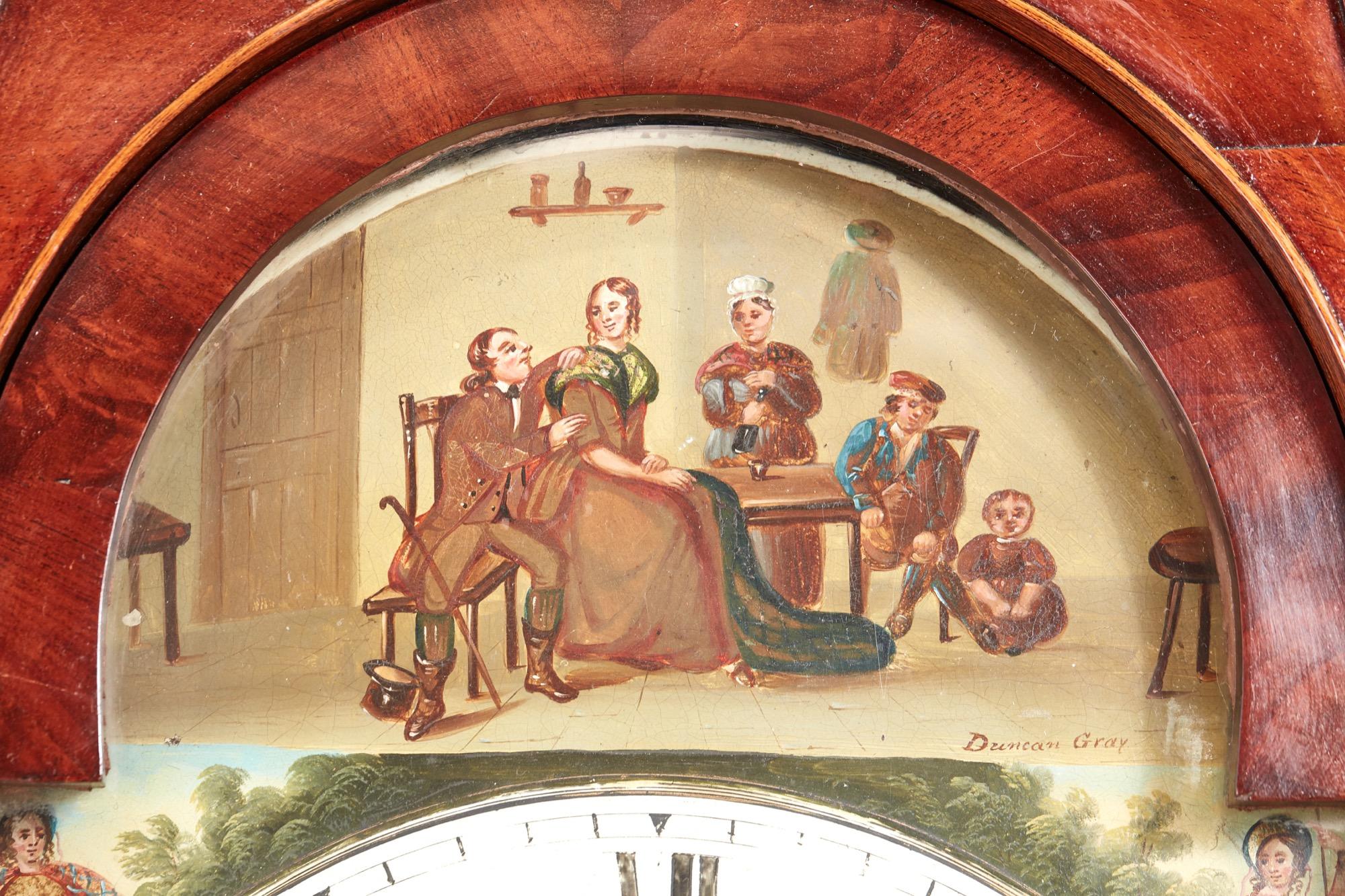 Antique George III Mahogany Eight Day Painted Face Grandfather Clock In Good Condition For Sale In Suffolk, GB