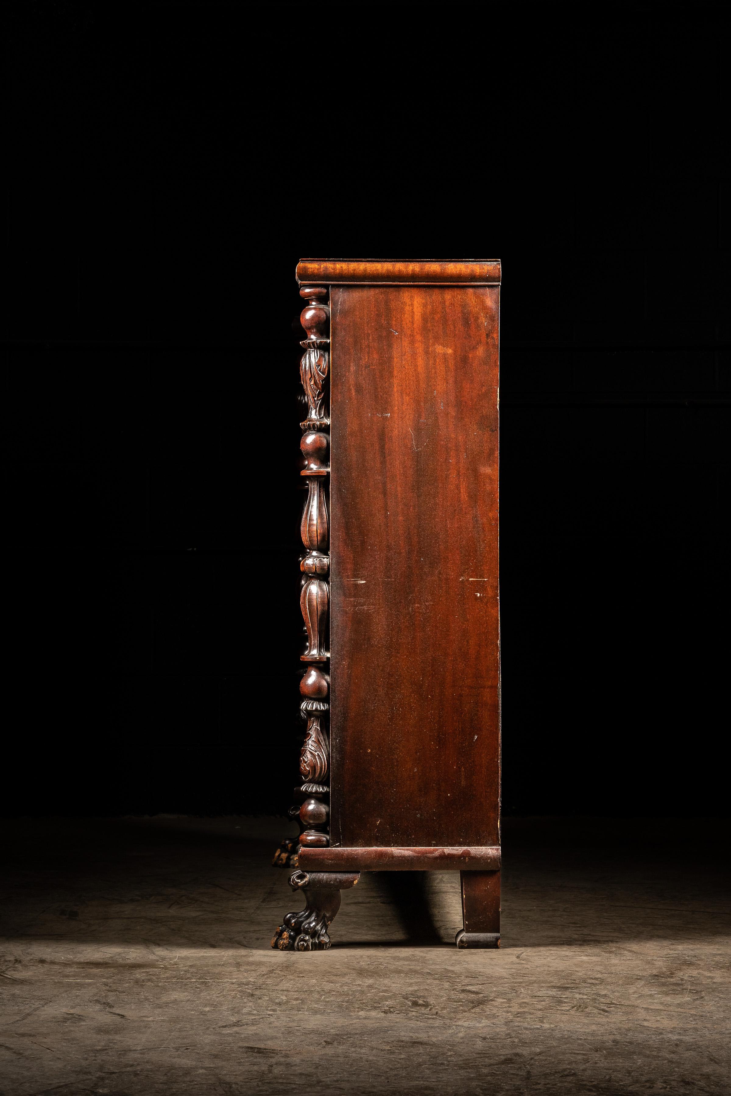 Antique Mahogany Empire Revival Bookshelf With Glass Doors 3