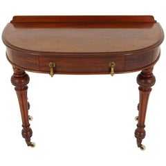Antique Mahogany End Table, Demilune Hall Table, Scotland 1870, B2126