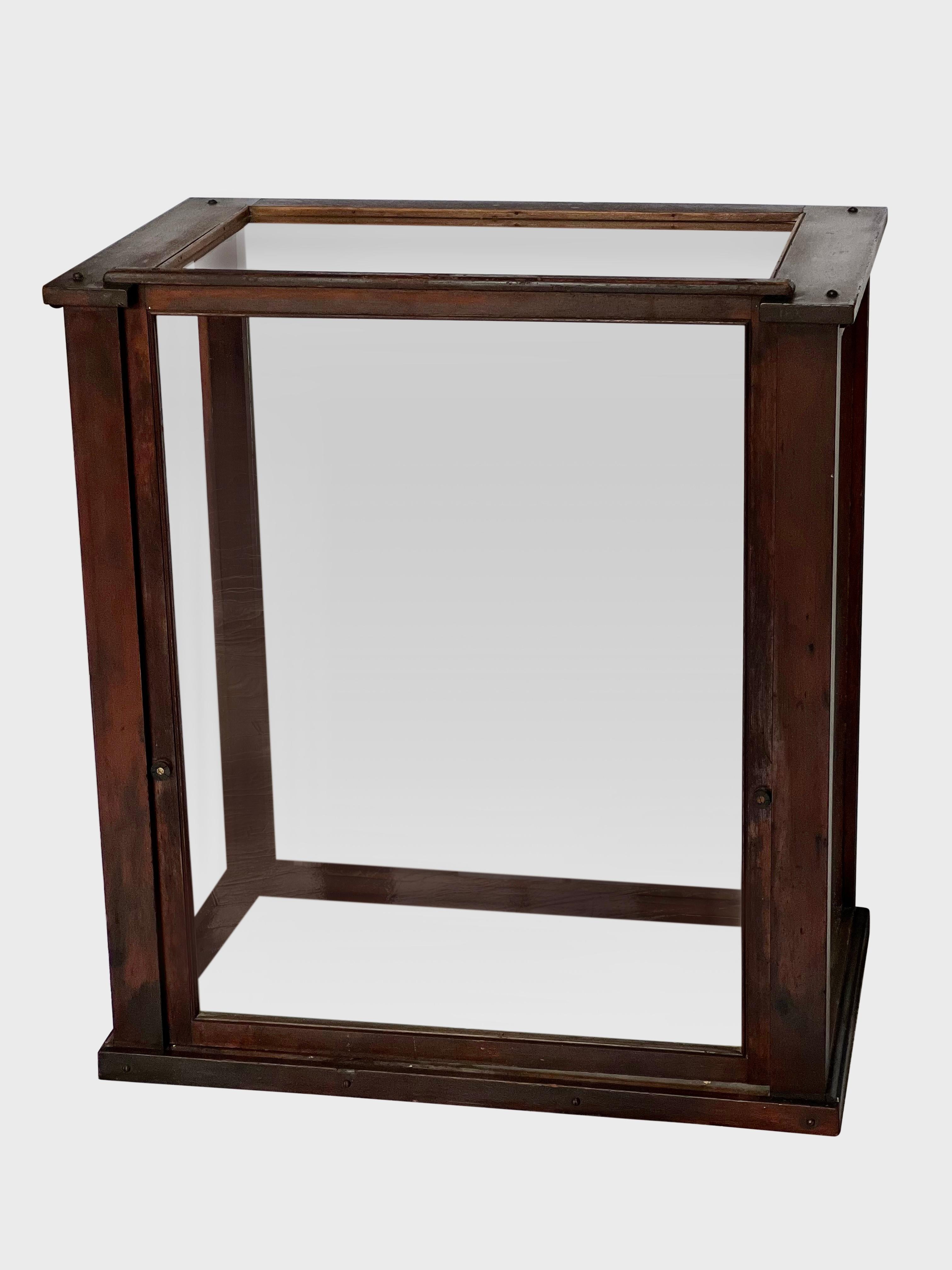 Modern Antique English Mahogany and Glass Countertop Shop Display Case For Sale