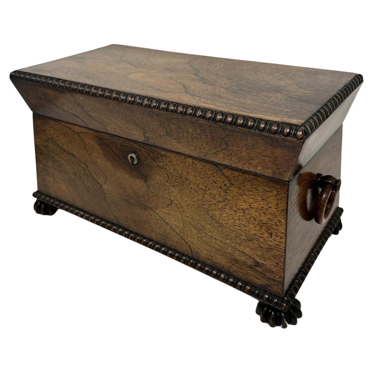 Antique Mahogany English Double Tea Caddy Box Regency Gillows of Lancaster 19 Ct