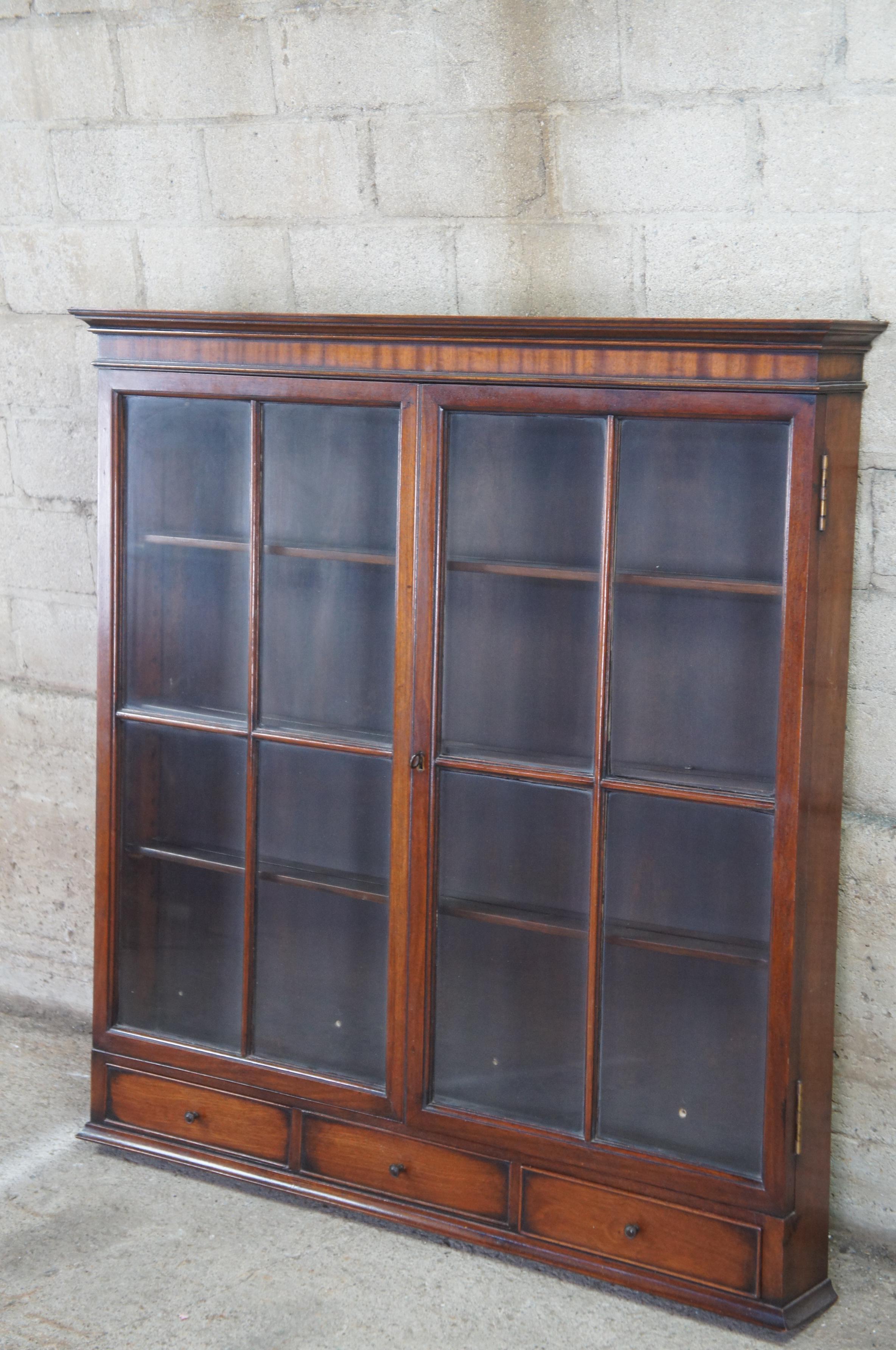Antique Mahogany English Geogian Wall Curio Display Cabinet Shelf Case Drawers  In Good Condition In Dayton, OH