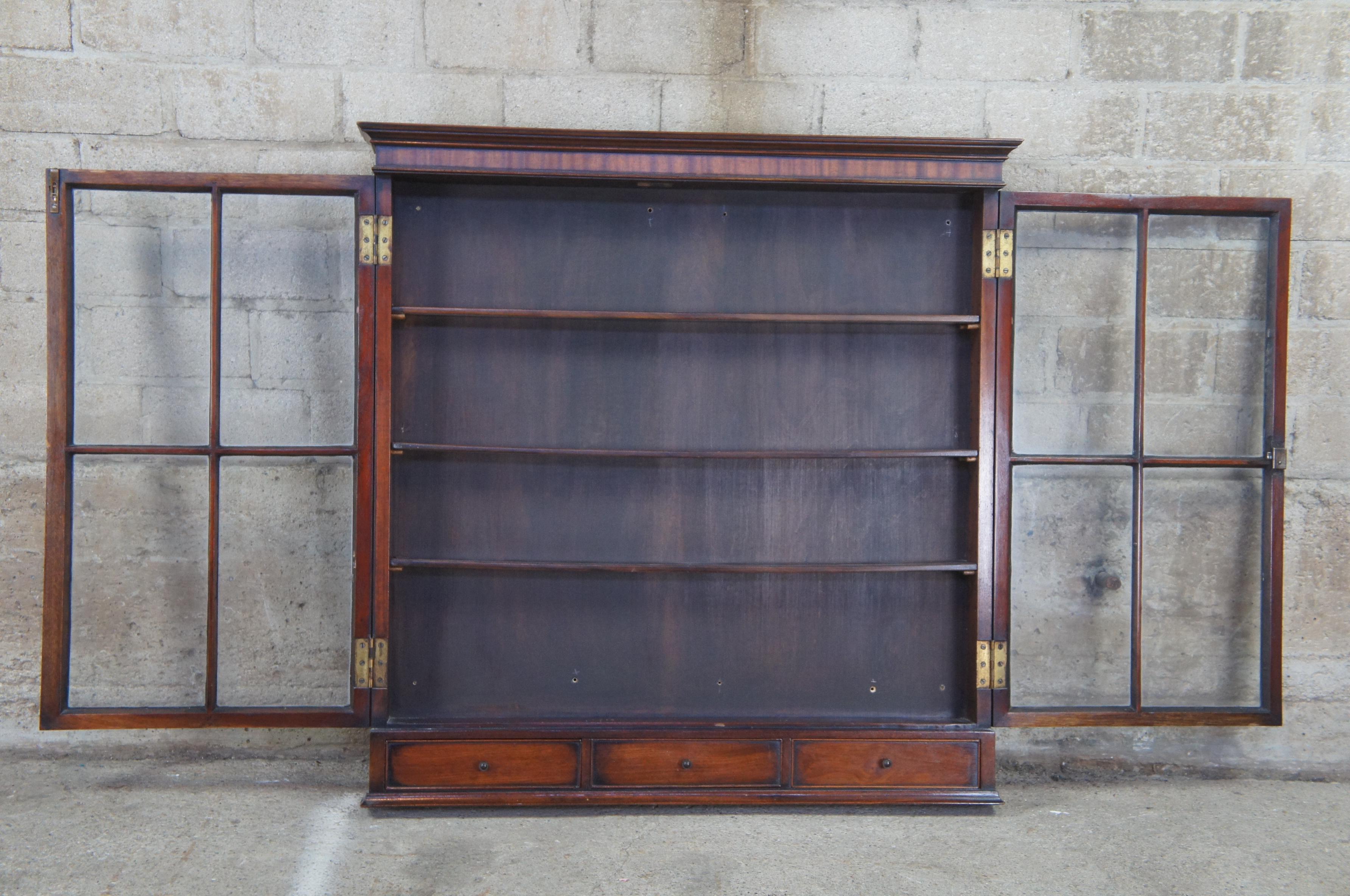 Antique Mahogany English Geogian Wall Curio Display Cabinet Shelf Case Drawers  1