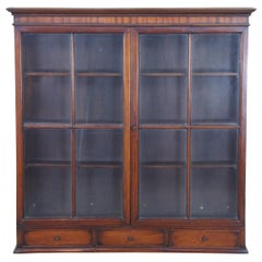 Antique Mahogany English Geogian Wall Curio Display Cabinet Shelf Case Drawers