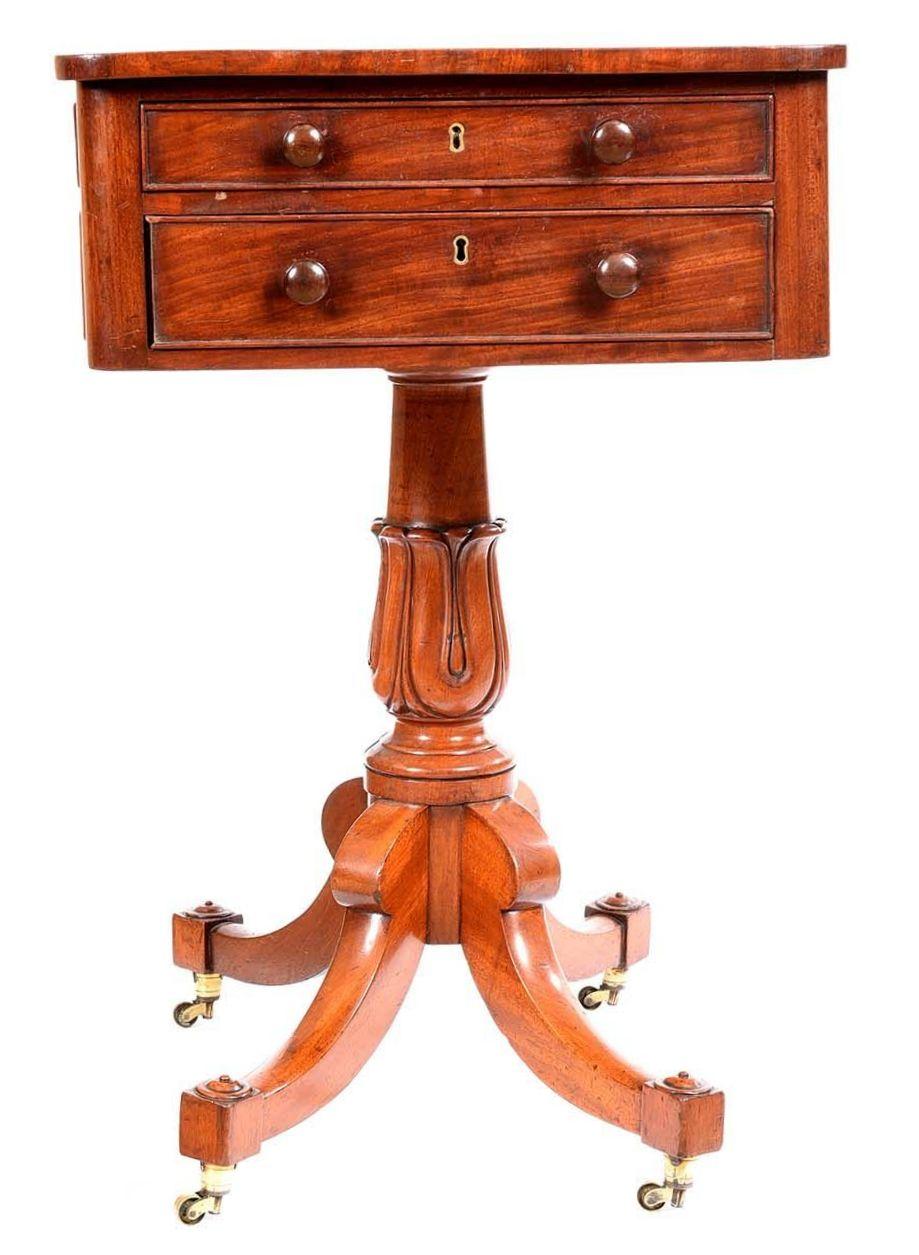 Polished Antique Mahogany English Regency Victorian Lamp Work Table atr Gillows Lancaster