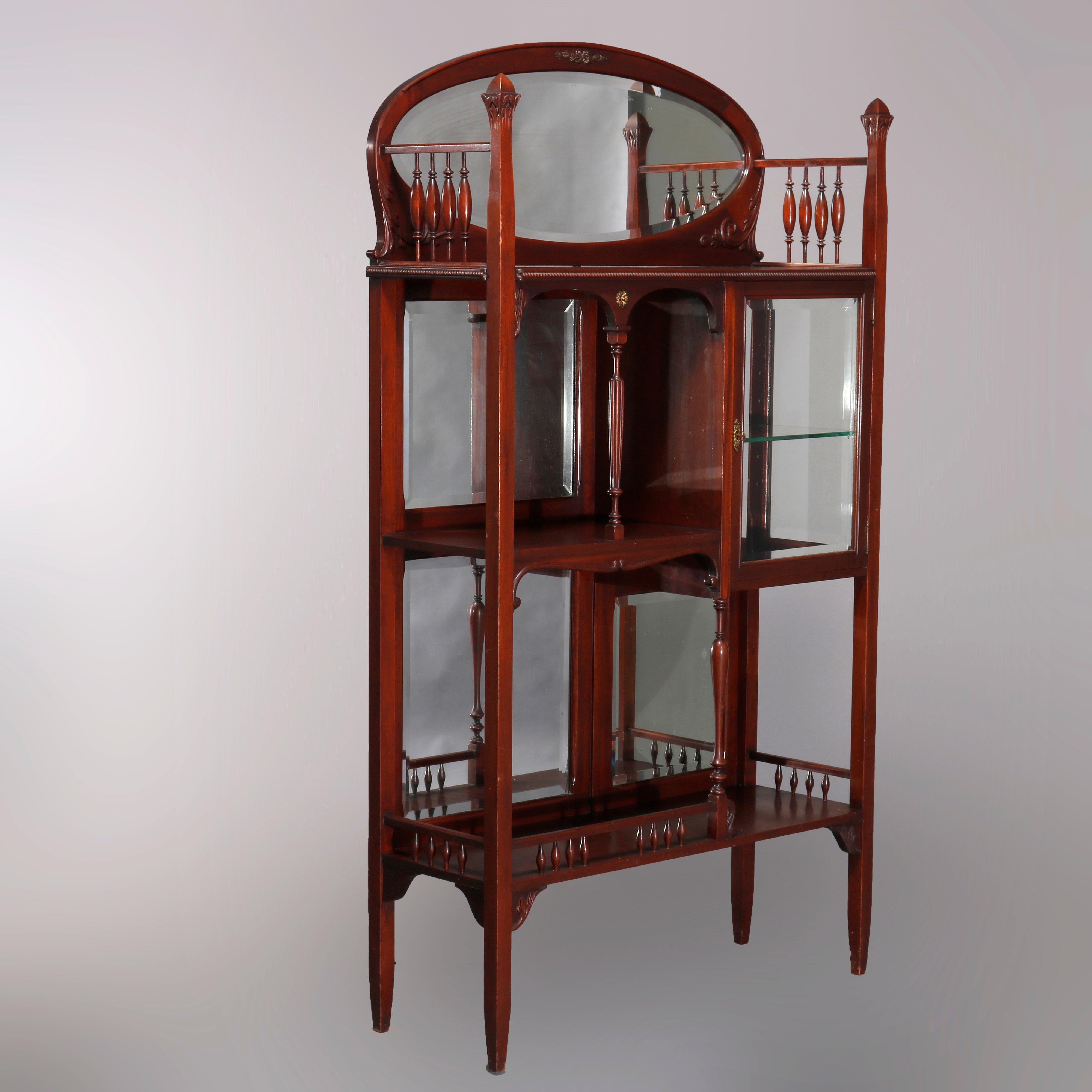 Antique Mahogany Étagère Mirrored Curio Cabinet, circa 1900 3