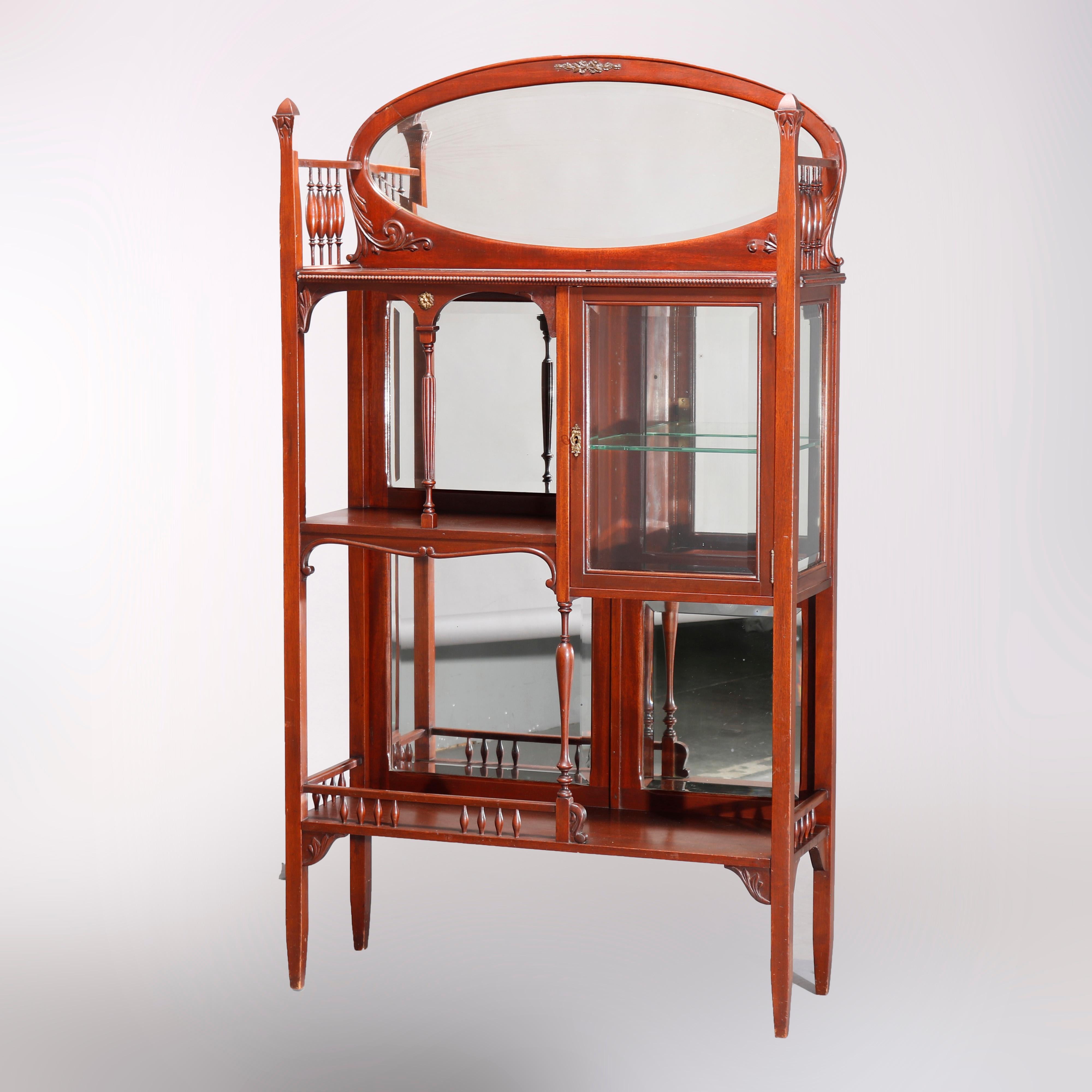 Antique Mahogany Étagère Mirrored Curio Cabinet, circa 1900 4