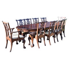 Antique Mahogany Extending Dining Table & Ten Chairs