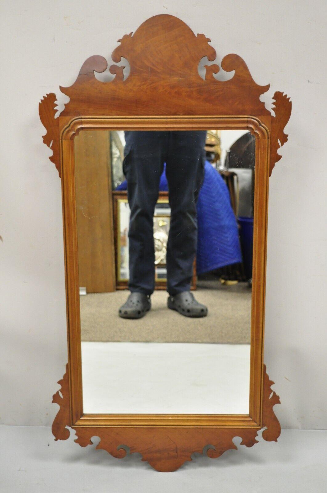 Antique Mahogany Federal Chippendale Crotch Mahogany Broken Arch Mirror 7