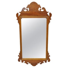 Antique Mahogany Federal Chippendale Crotch Mahogany Broken Arch Mirror