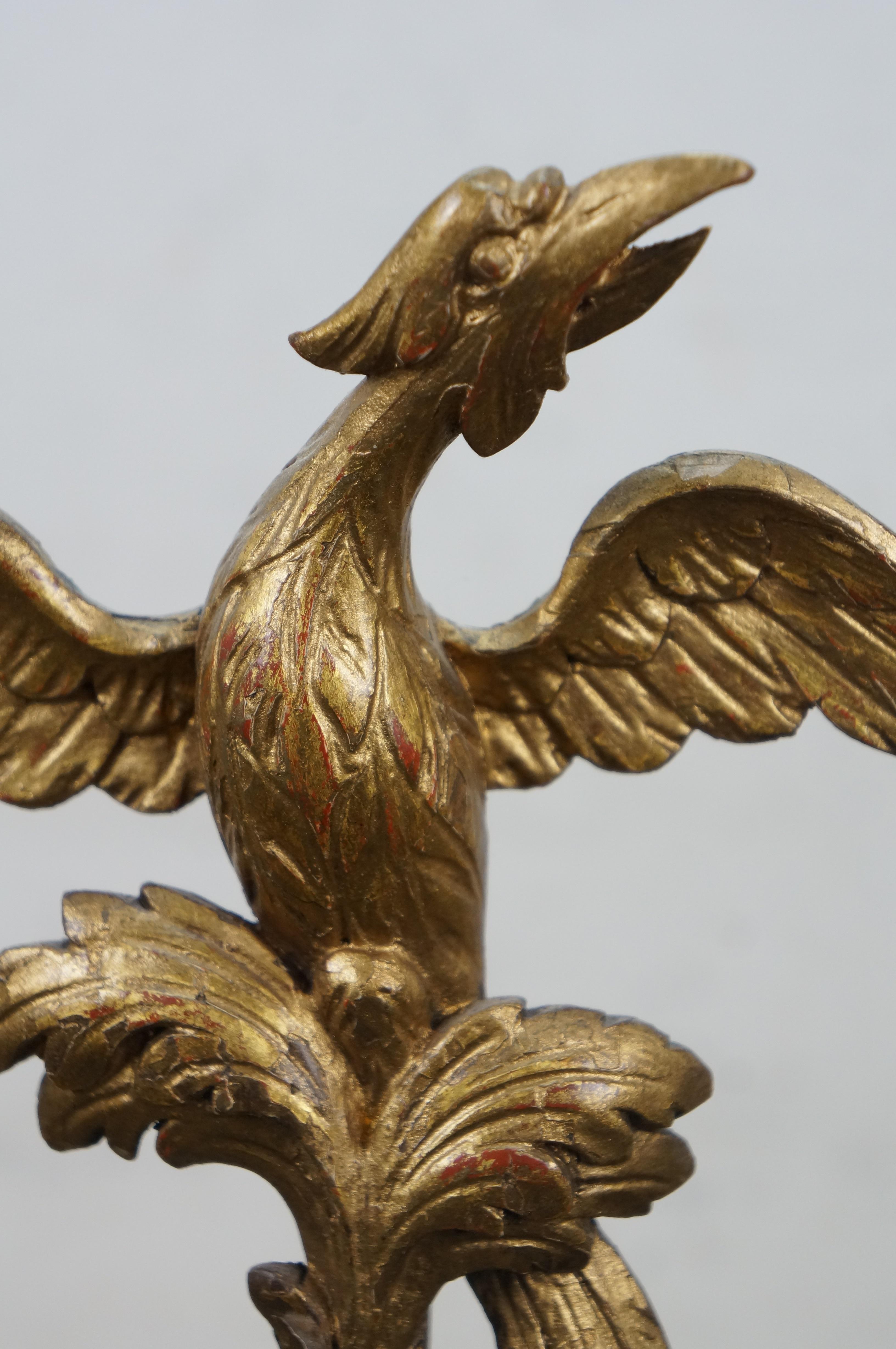 Antique Mahogany Federal Chippendale Gilt Eagle Acanthus Wall Vanity Mirror 45