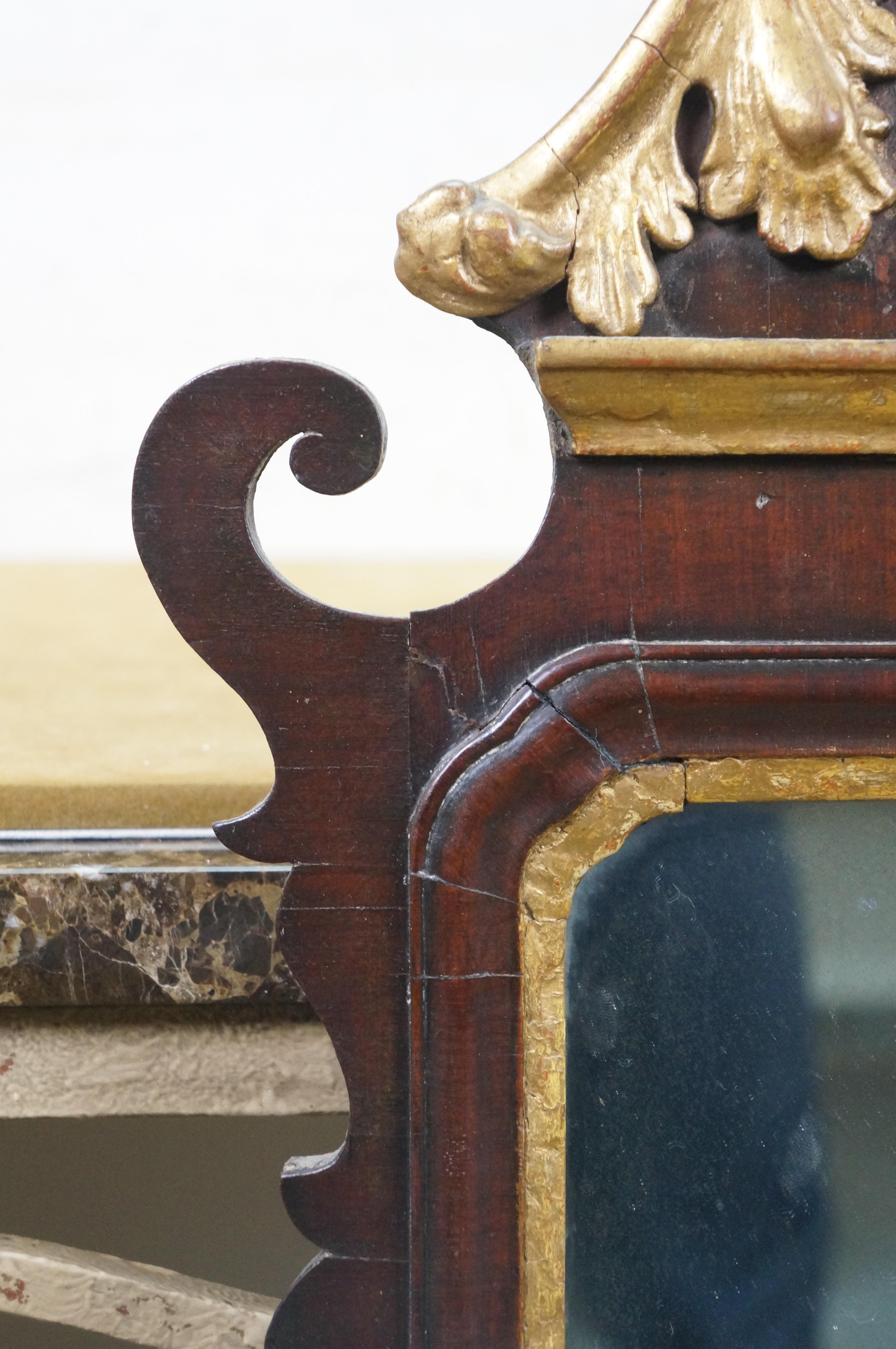 Antique Mahogany Federal Chippendale Gilt Eagle Acanthus Wall Vanity Mirror 45
