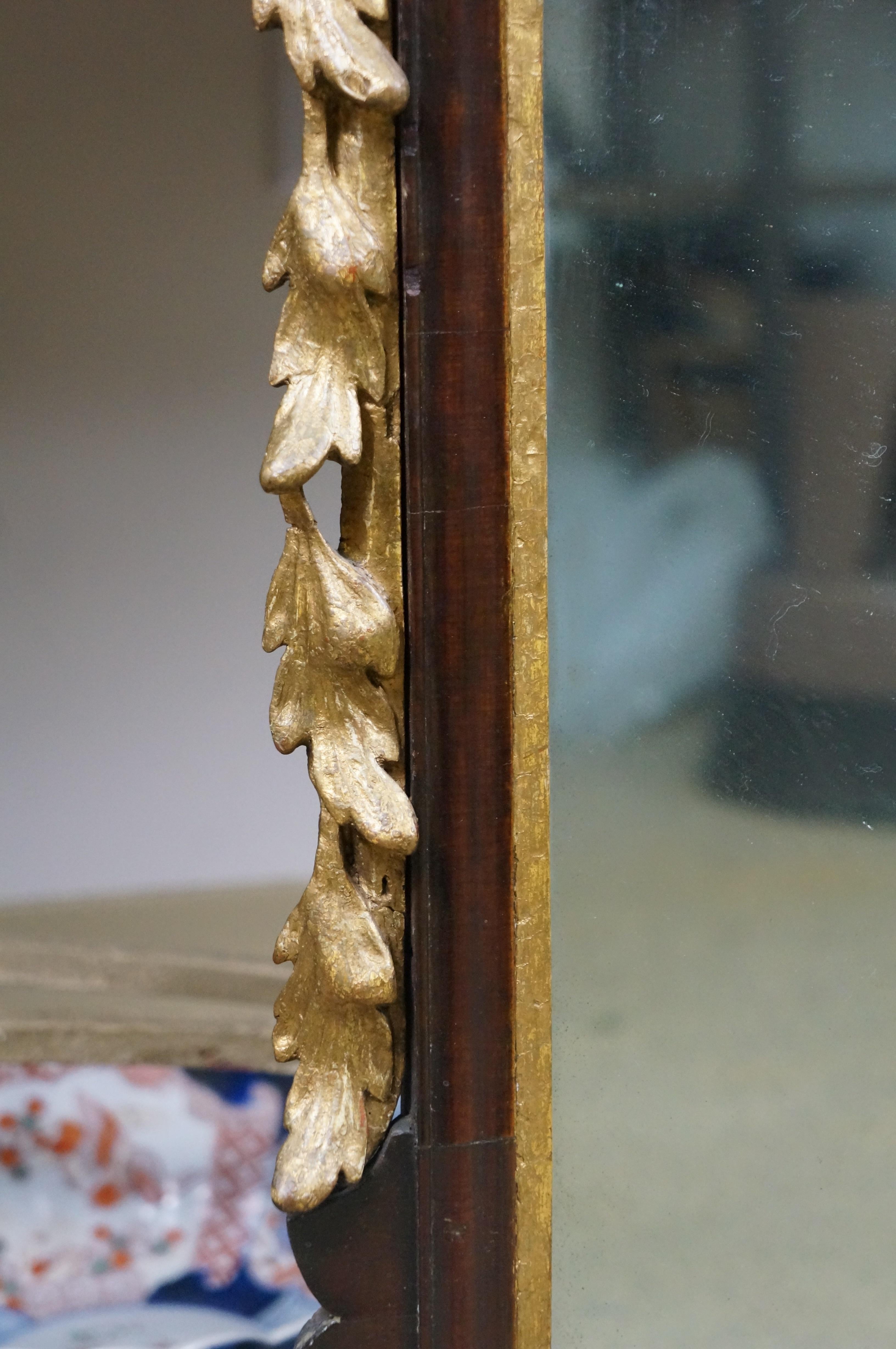 Antique Mahogany Federal Chippendale Gilt Eagle Acanthus Wall Vanity Mirror 45