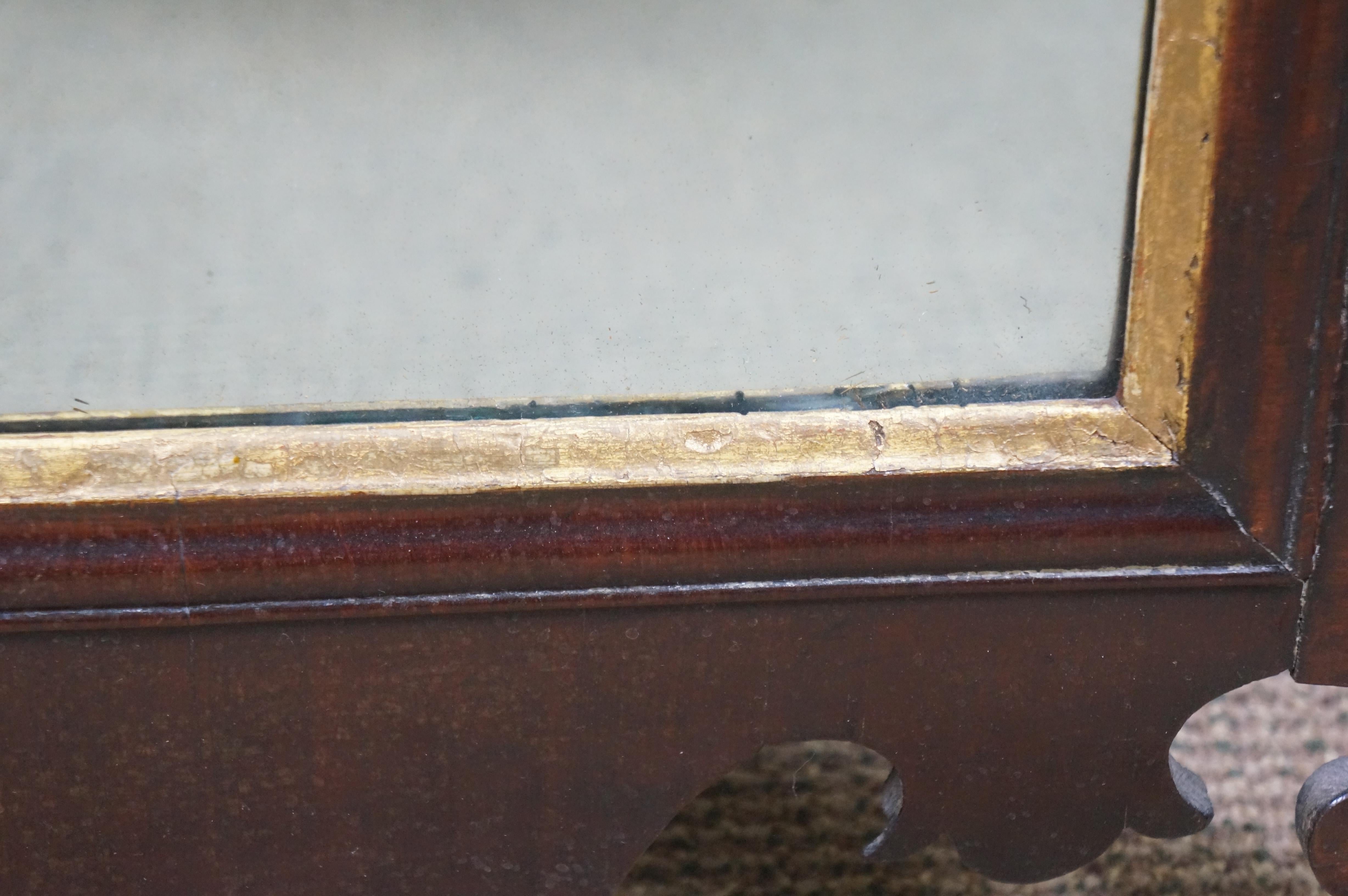 Antique Mahogany Federal Chippendale Gilt Eagle Acanthus Wall Vanity Mirror 45