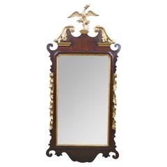 Antique Mahogany Federal Chippendale Gilt Eagle Acanthus Wall Vanity Mirror 45"
