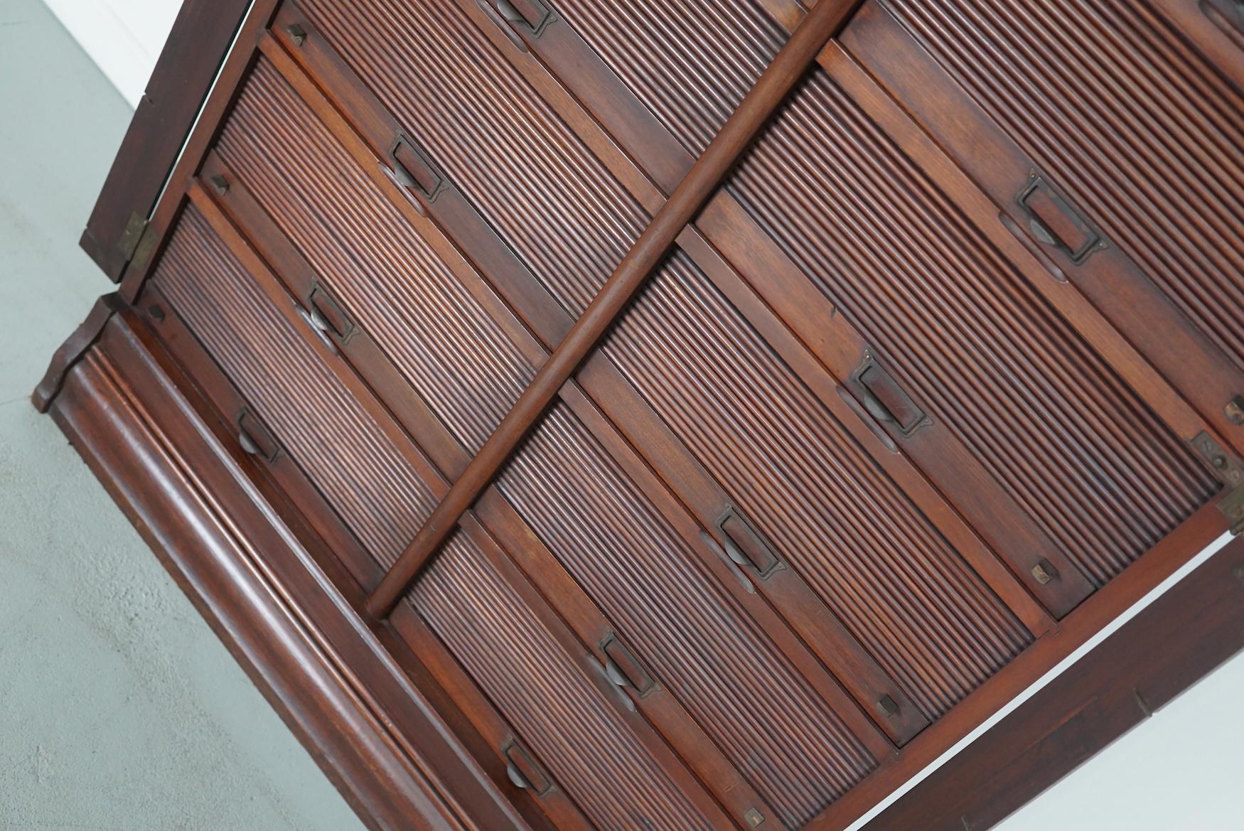 Antique Mahogany Filing Cabinet with Roll Down Tambour Doors, USA circa 1920 For Sale 11