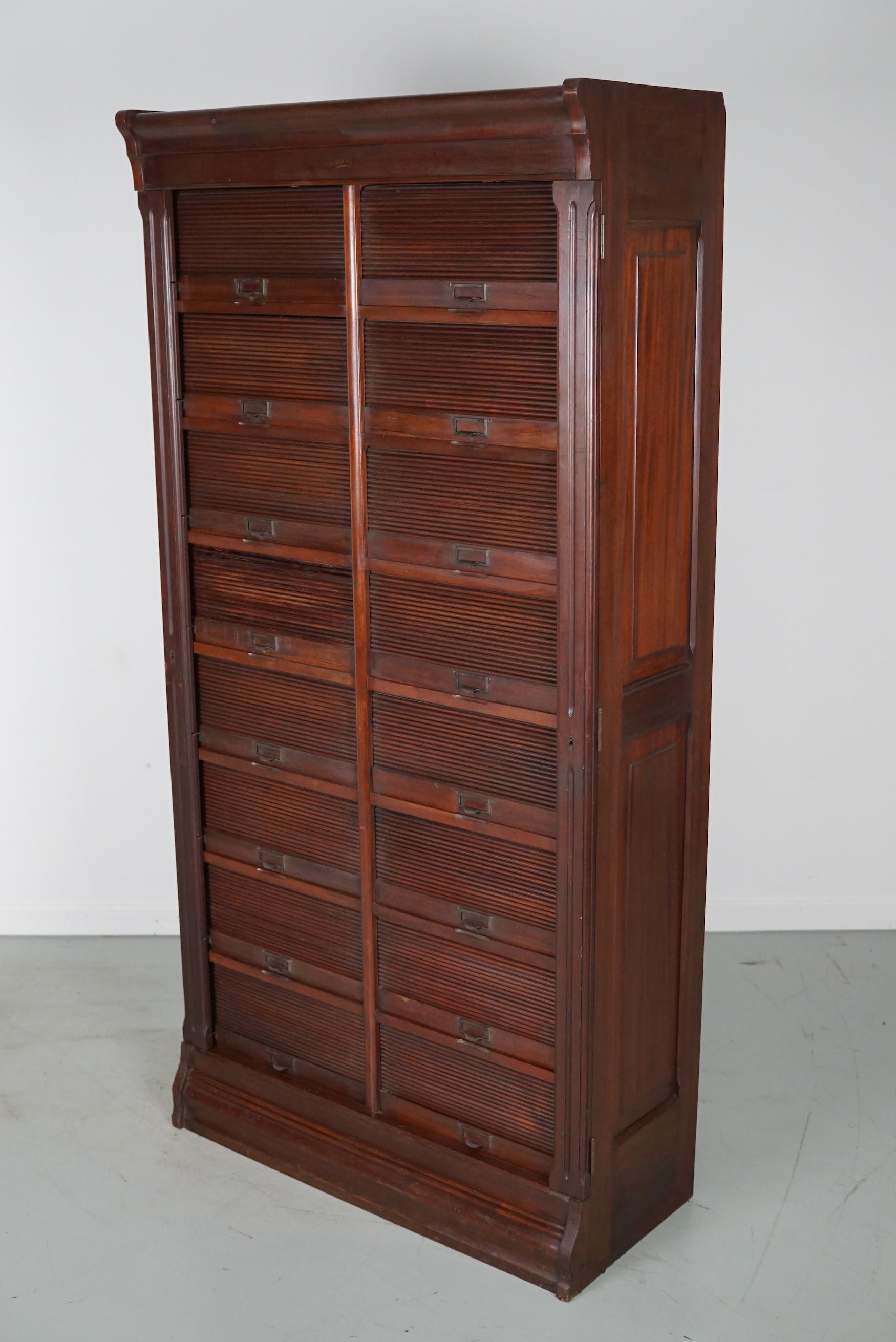 Antique Mahogany Filing Cabinet with Roll Down Tambour Doors, USA circa 1920 For Sale 12