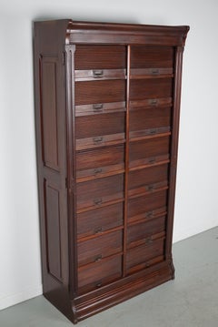Antique Mahogany Filing Cabinet with Roll Down Tambour Doors, USA circa 1920