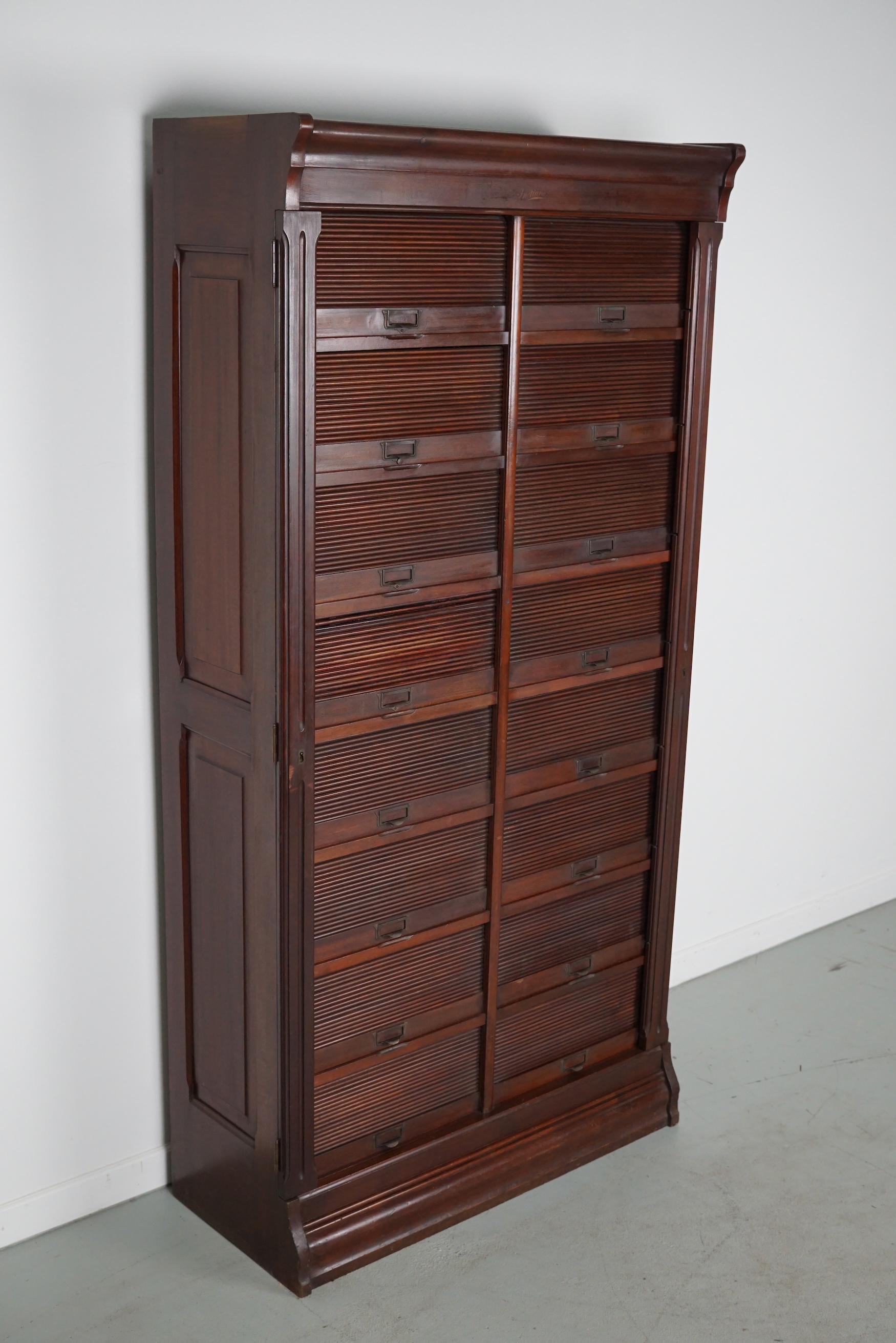 Antique Mahogany Filing Cabinet with Roll Down Tambour Doors, USA circa 1920 For Sale 2