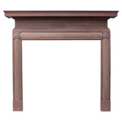 Antique Mahogany Fire Mantel with Guilloche Carving