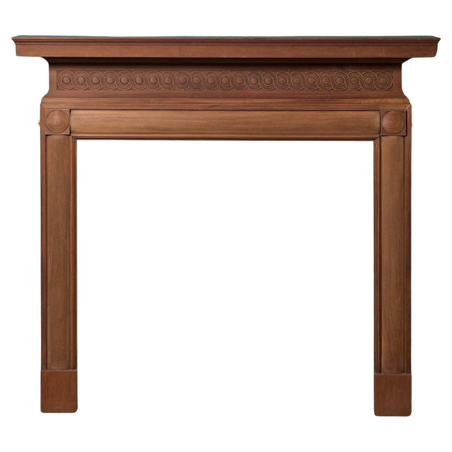 Antique Mahogany Fire Mantel with Guilloche Carving For Sale