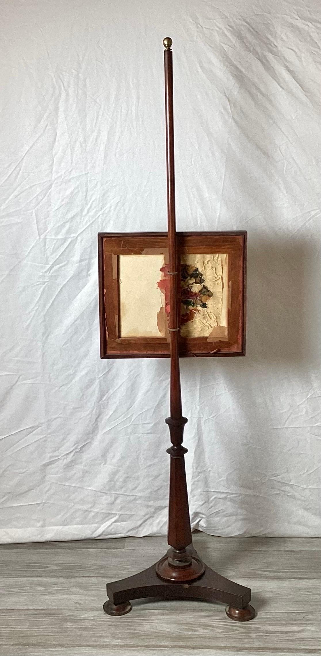 Antique Mahogany Fire Pole Screen For Sale 1