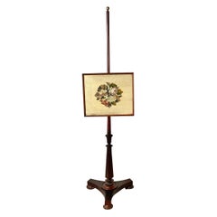 Antique Mahogany Fire Pole Screen