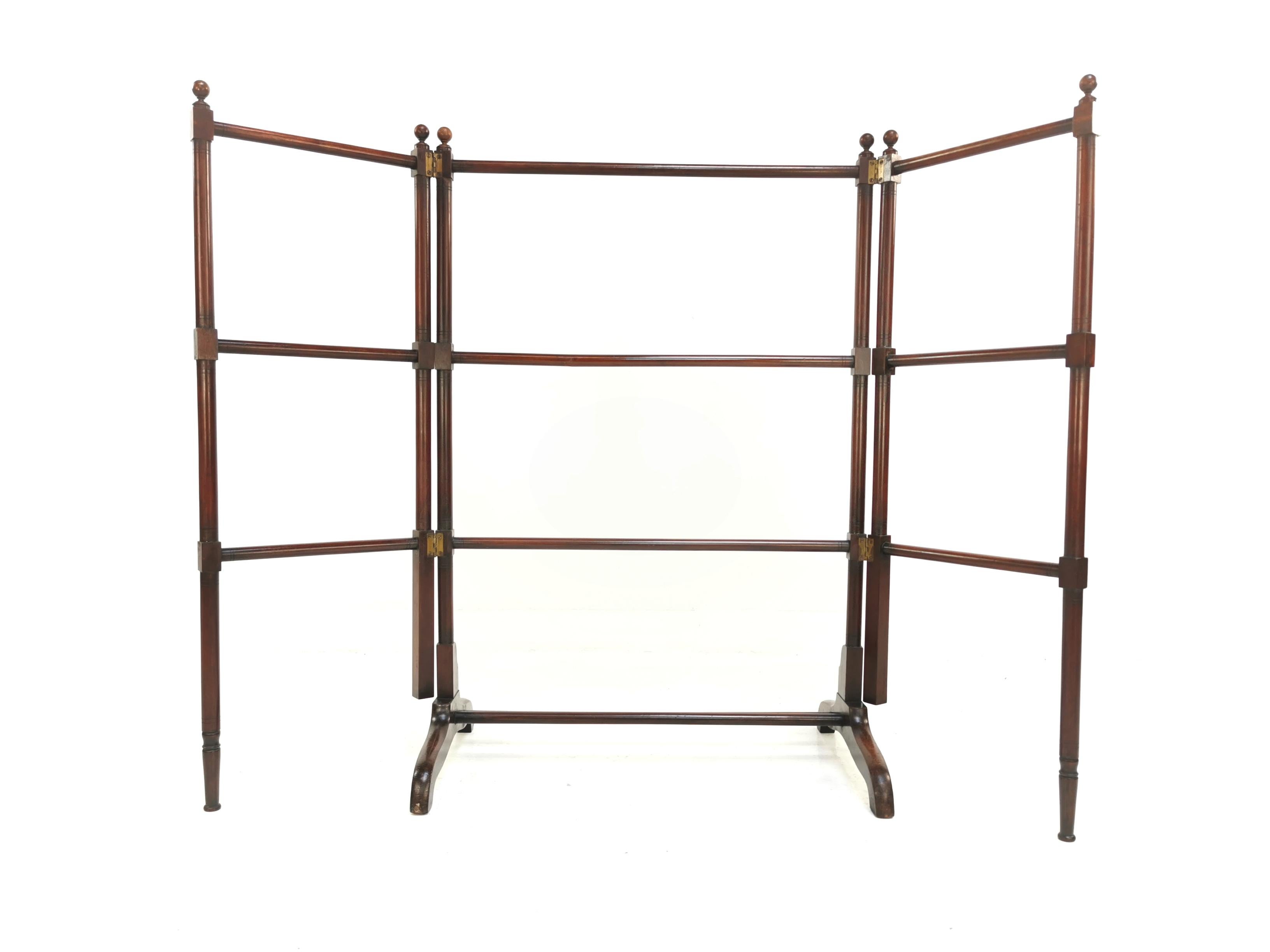 Late Victorian Antique Mahogany Folding Towel Rack Rail Clothes Horse