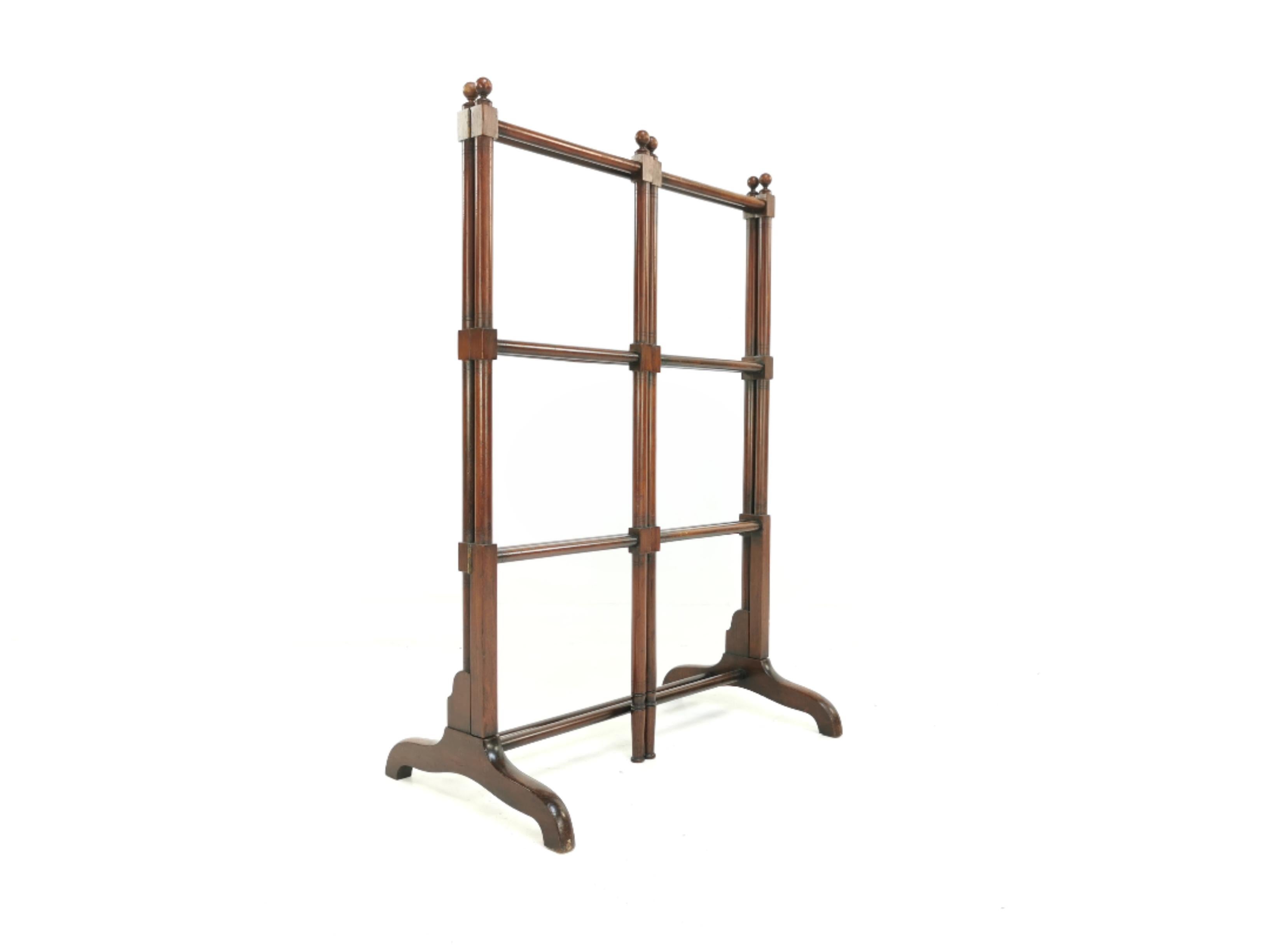Antique Mahogany Folding Towel Rack Rail Clothes Horse In Good Condition In STOKE ON TRENT, GB