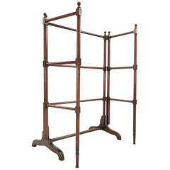 Antique Mahogany Folding Towel Rack Rail Clothes Horse