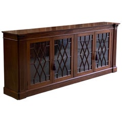 Antique Mahogany Four-Door Astragal Glazed Dwarf Bookcase Victorian, circa 1890