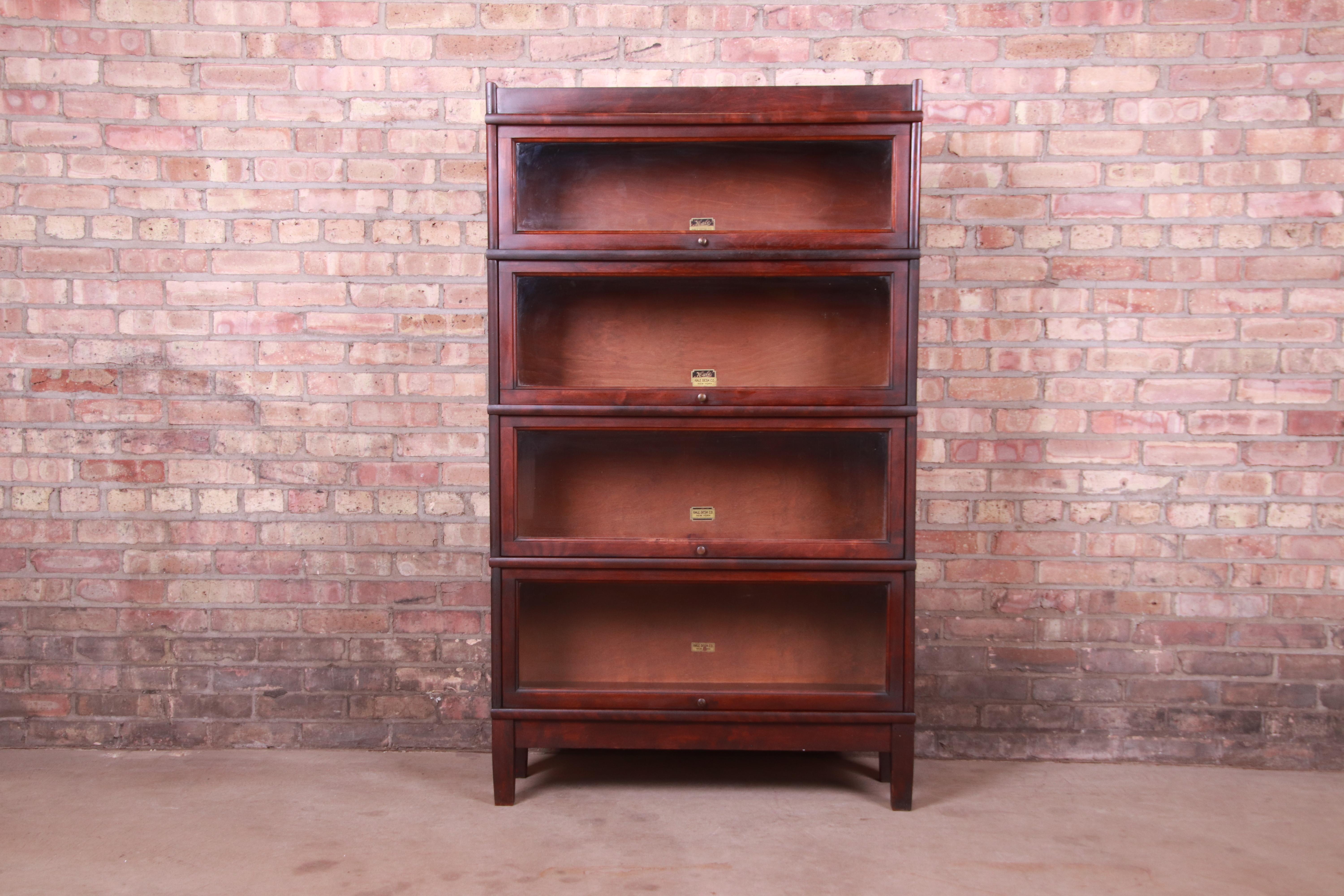 Antique Mahogany Four-Stack Barrister Bookcase by Hale, Circa 1920s In Good Condition In South Bend, IN